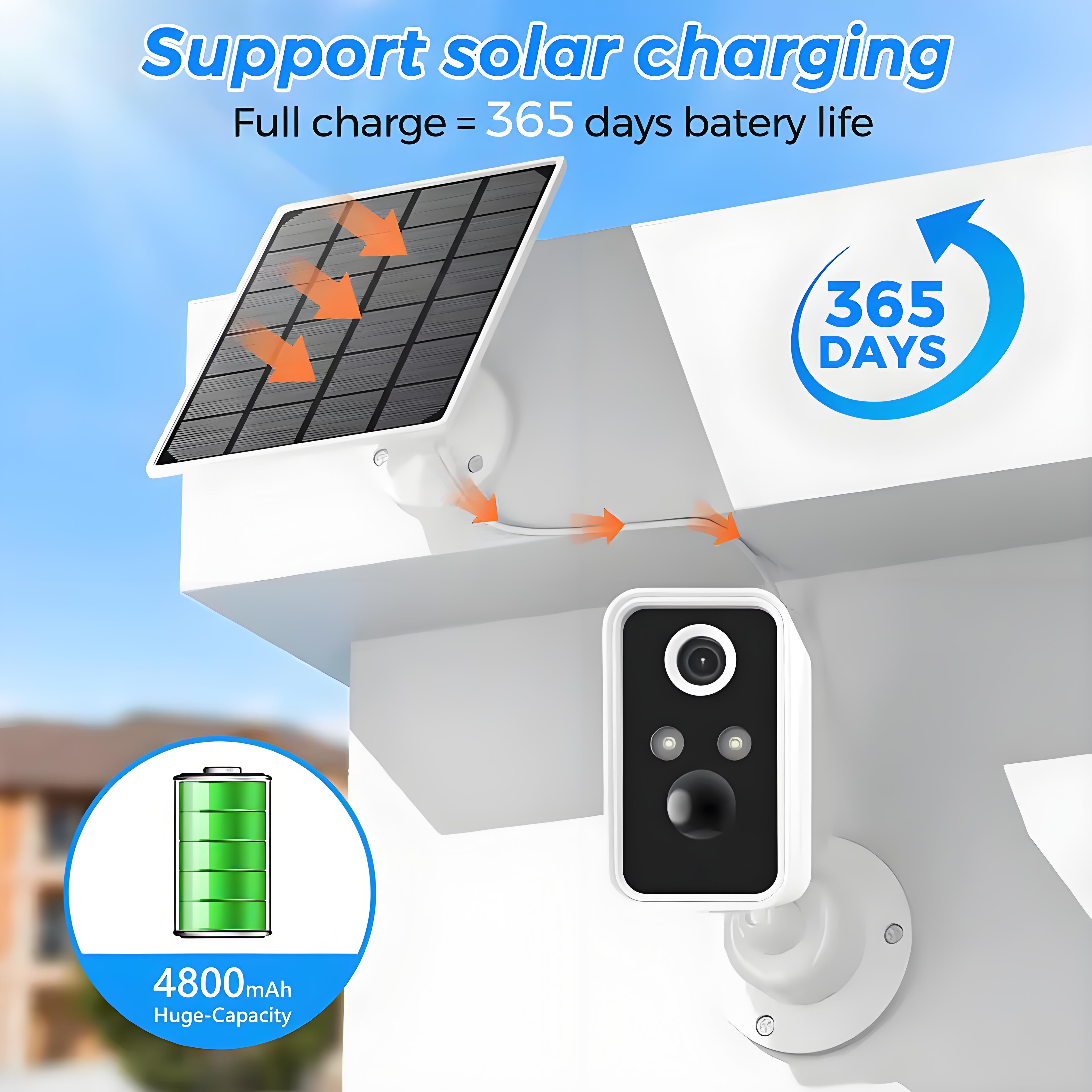 2K WiFi Outdoor Solar Camera Mini Wireless Low Power Battery Security Camera AI Motion Detection 1080P Night Vision Surveillance