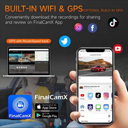 4K WIFI Dual Lens Dash Cam UHD Video Recording Car Camera DVR IR Night Vision Support GPS 24H Parking Wide Angle Car DVR Camera