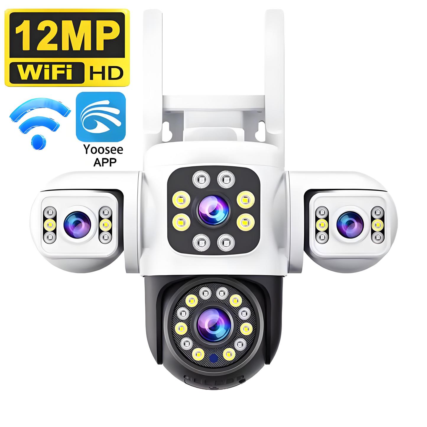 6K 12MP Three Screen WiFi IP Camera Outdoor Three Lens Security Camera AI Auto Tracking Monitoring Yoosee APP CCTV Surveillance