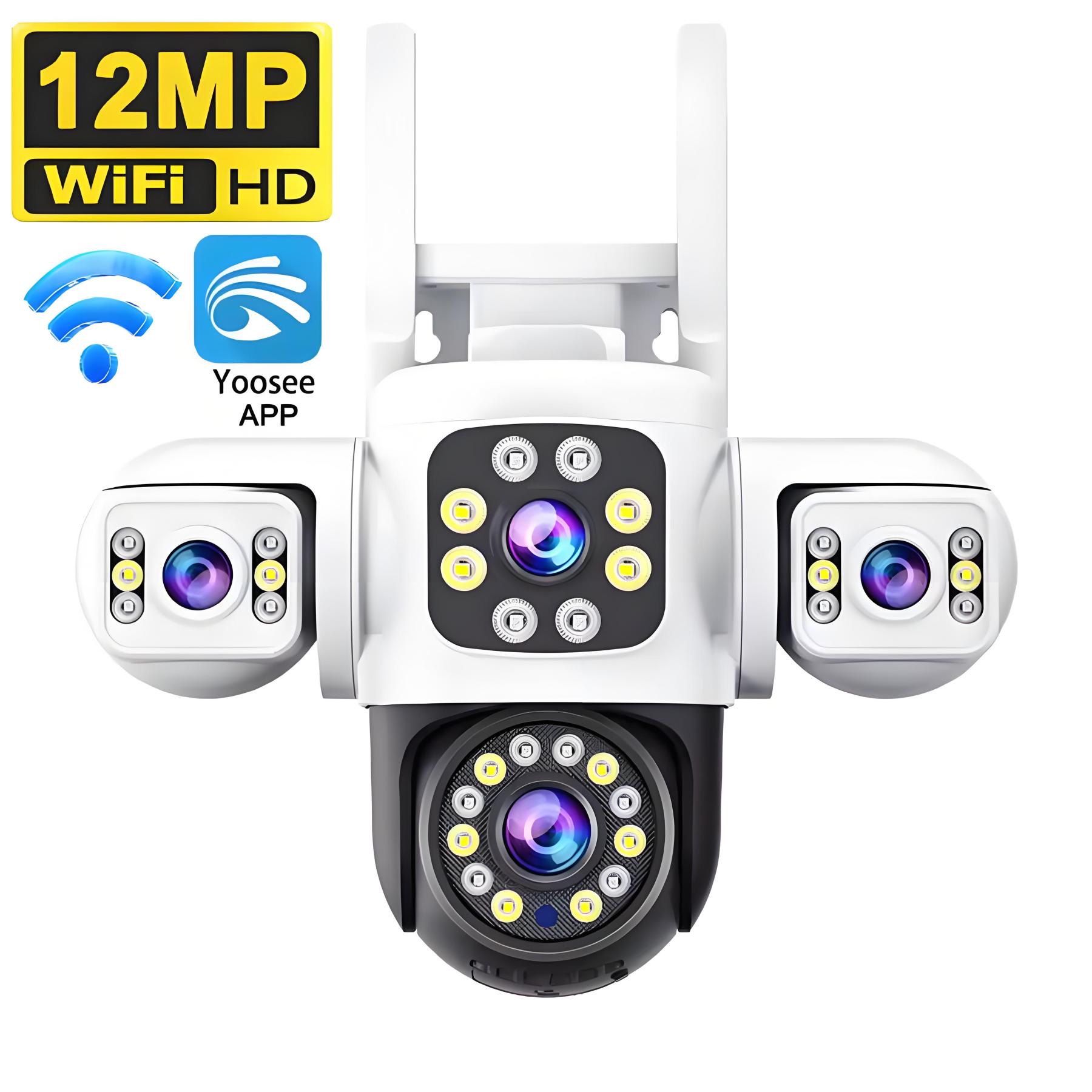 6K 12MP Three Screen WiFi IP Camera Outdoor Three Lens Security Camera AI Auto Tracking Monitoring Yoosee APP CCTV Surveillance