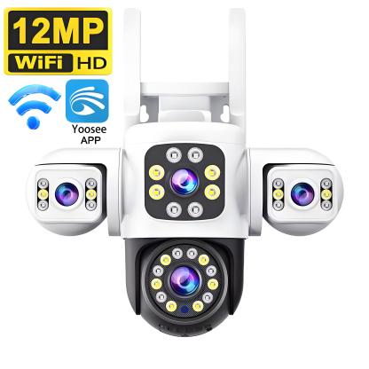 6K 12MP Three Screen WiFi IP Camera Outdoor Three Lens Security Camera AI Auto Tracking Monitoring Yoosee APP CCTV Surveillance