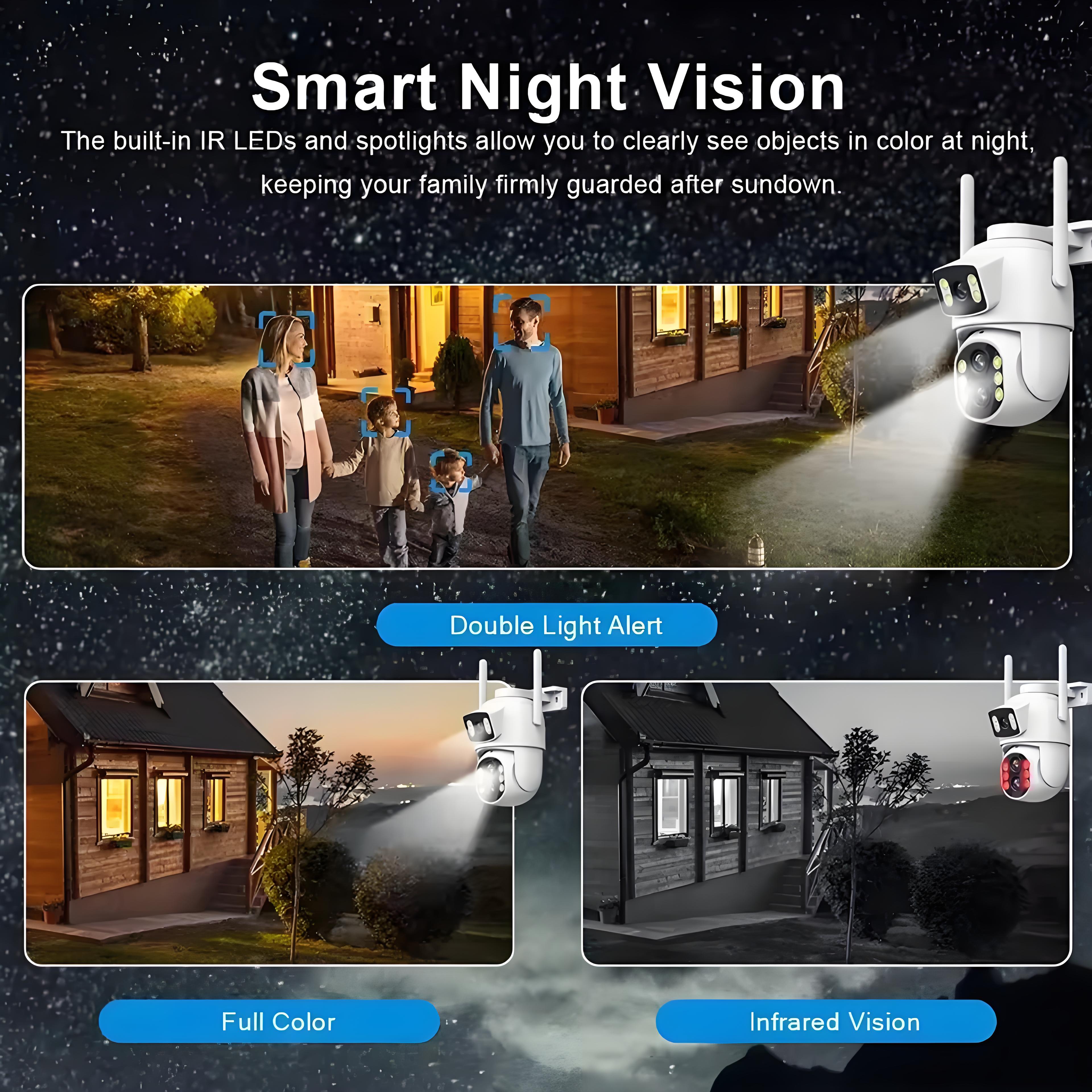 12MP Wifi Dual Lens Outdoor Camera 10X Zoom HD Dual Screens PIZ IP Camera Night Vision Security Protection Câmera P6Slite APP