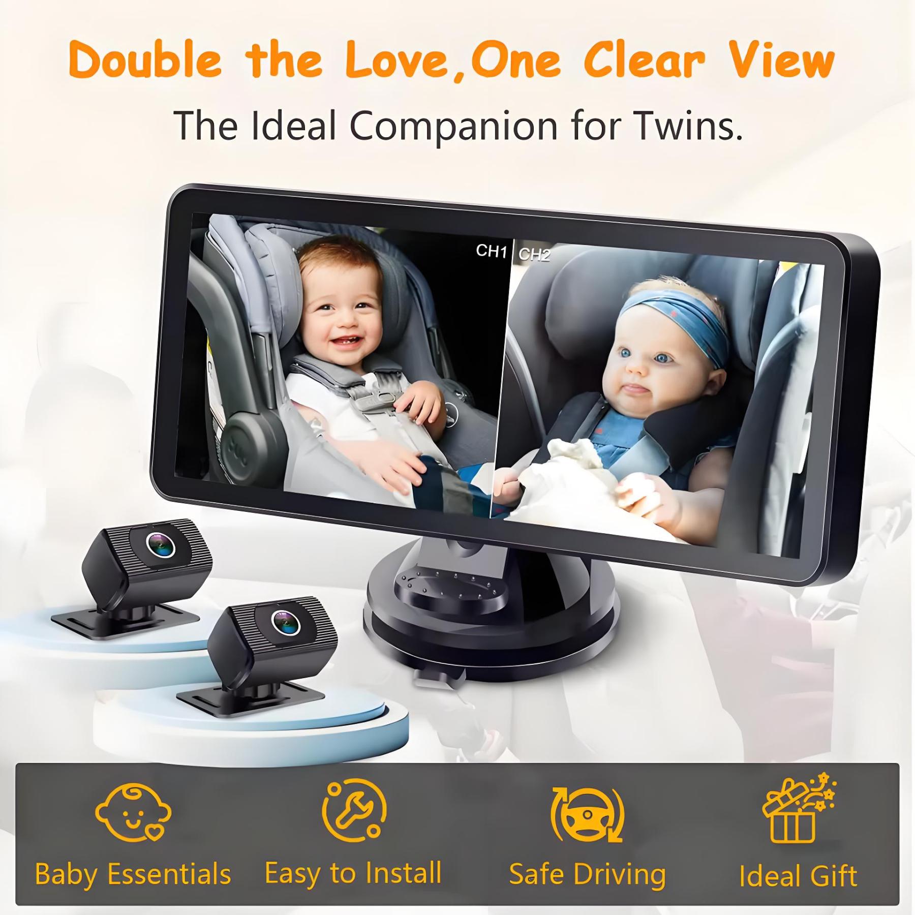 Car Baby Mirror Dual Channel Back Seat Baby Car Camera 1080P with Rear View Car Monitor 6.8'' IPS Screen Kids Pet Night Vision