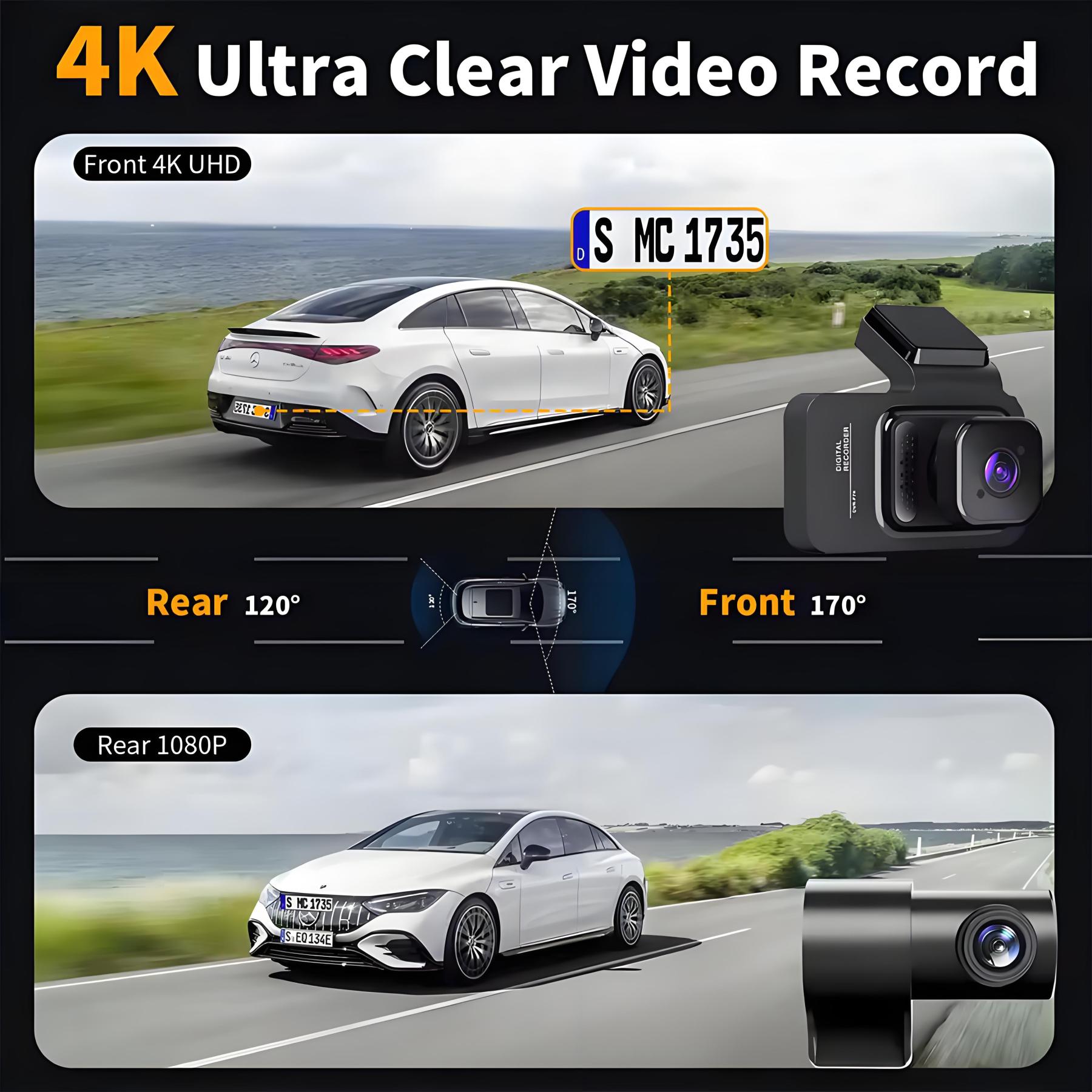 2 Channel Car DVR UHD 4K Dual Channel Dash Cam Front and Rear Camera 1080P DVRs Recorder Video Registrator GPS Dashcam Camcorder