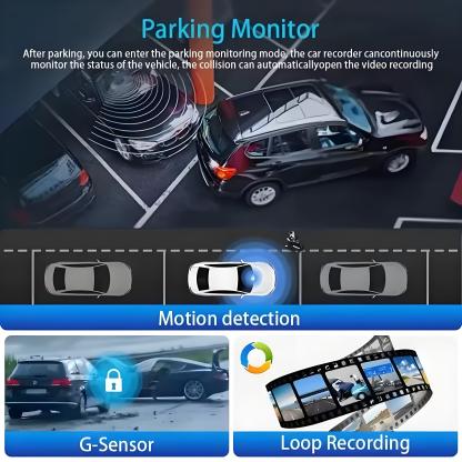 3 Channel Dash Cam 4K+1k+1k UHD Triple Dashcam with Front and Rear Inside Car DVRs Camera Built-in GPS Loop Recording Camcorder