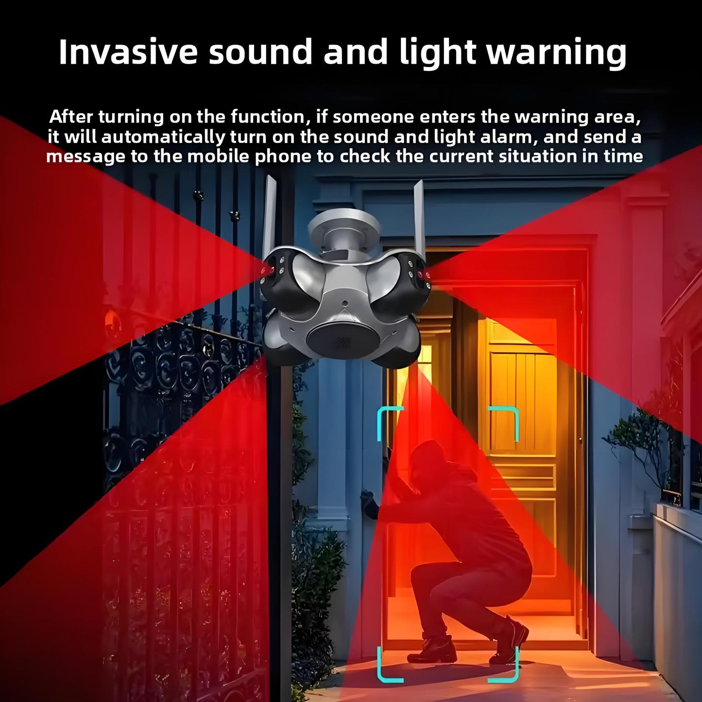 10K 20MP Home Security Outdoor WiFi Camera 4 Lens 4 Screen PTZ CCTV Wireless Surveillance Security Protection Auto Tracking Cam