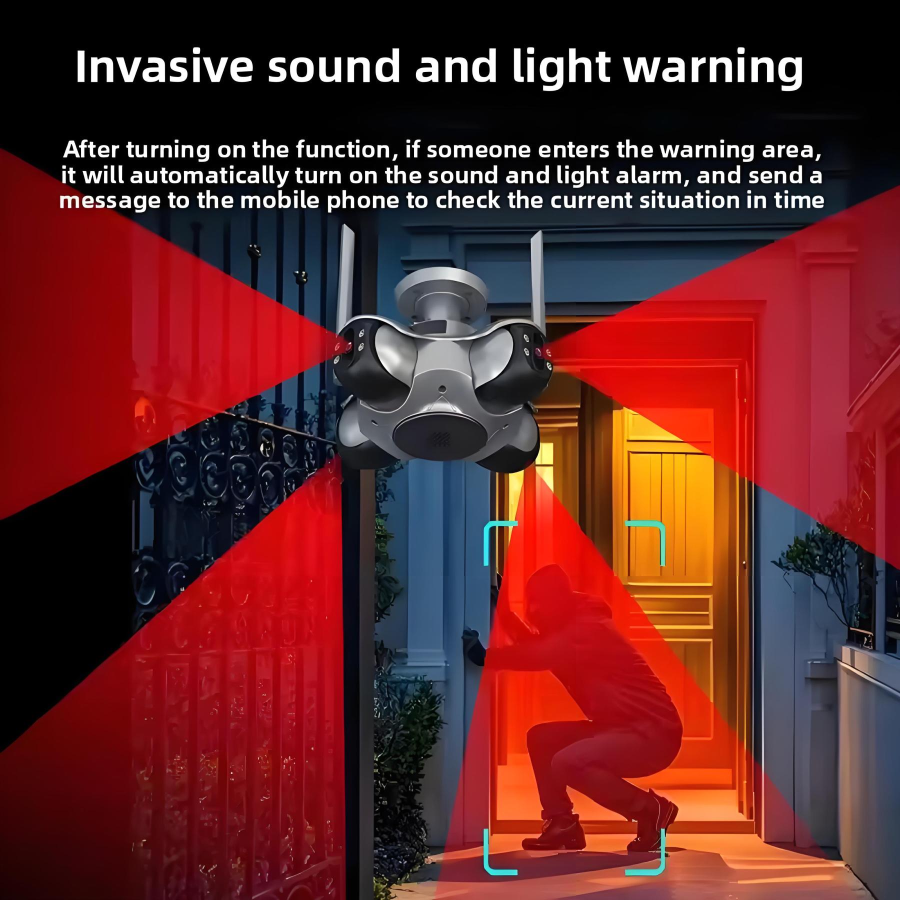 10K 20MP Home Security Outdoor WiFi Camera 4 Lens 4 Screen PTZ CCTV Wireless Surveillance Security Protection Auto Tracking Cam