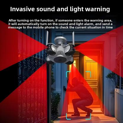 10K 20MP Home Security Outdoor WiFi Camera 4 Lens 4 Screen PTZ CCTV Wireless Surveillance Security Protection Auto Tracking Cam