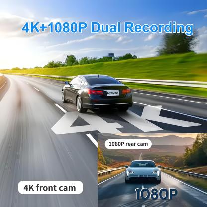 UHD 4K Mirror Dual Lens Camera Car DVR Carplay & Android Auto 2CH Dash Cam Touch Screen Video Recorder Rearview Drive Dashcam