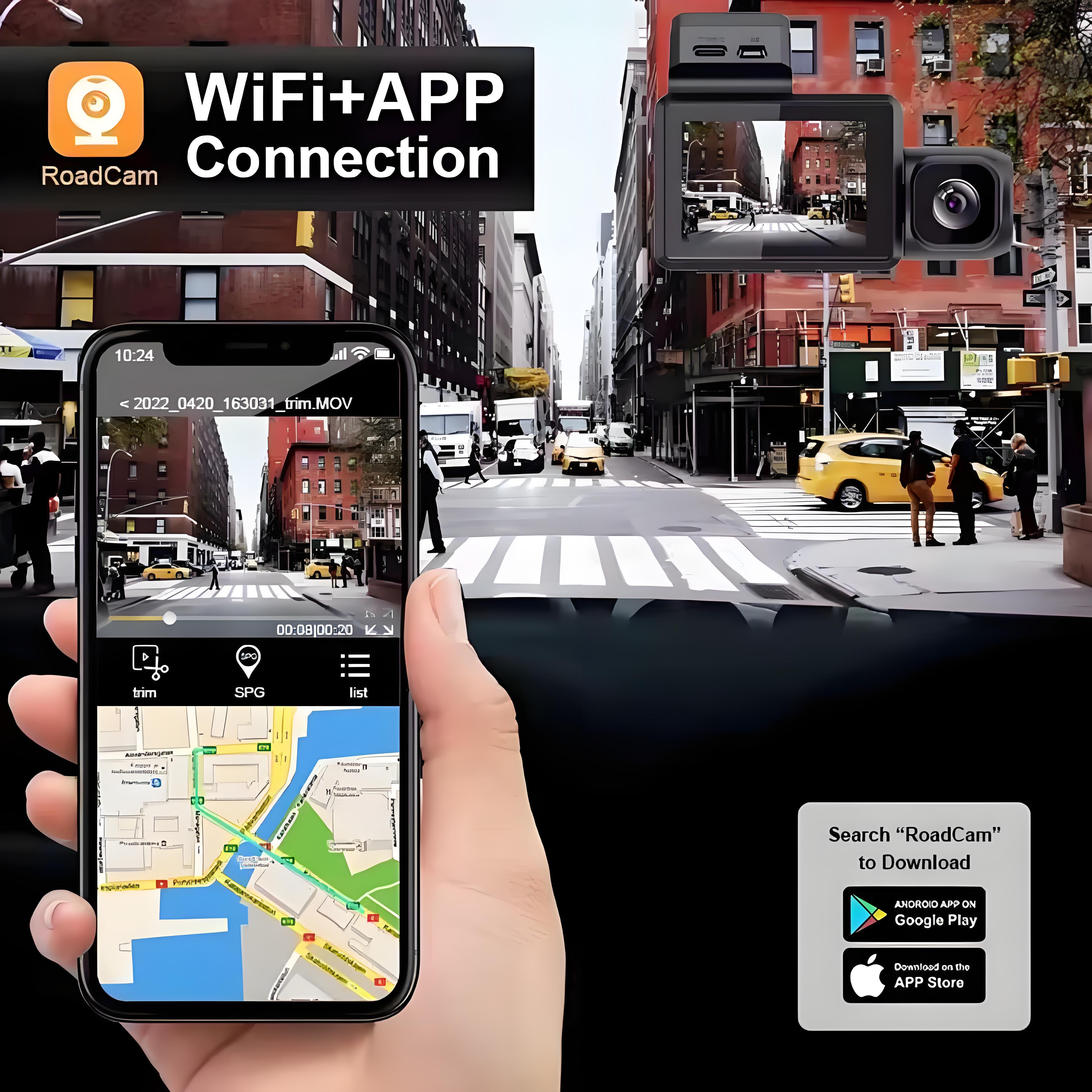 3 Channel Dash Cam 4K Car DVR Video Recorder 2 Inch 3 Lens Triple Lens Dash Camera Wifi GPS Car Camera 24H Parking Monitor