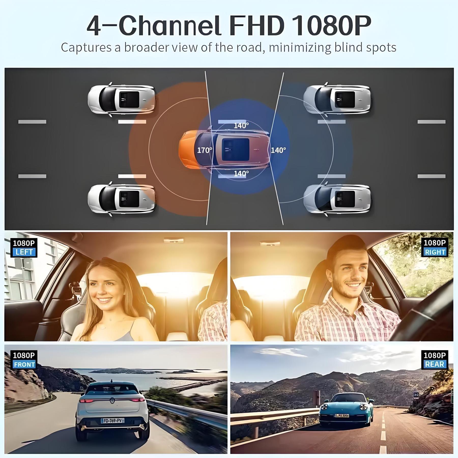 4 Channel GPS Car DVR Dash Cam 24h Parking Monitor 4 Lens*HD 1080P DVRS WiFi Recorder Video Rear View Camera Dashcam Camcorder