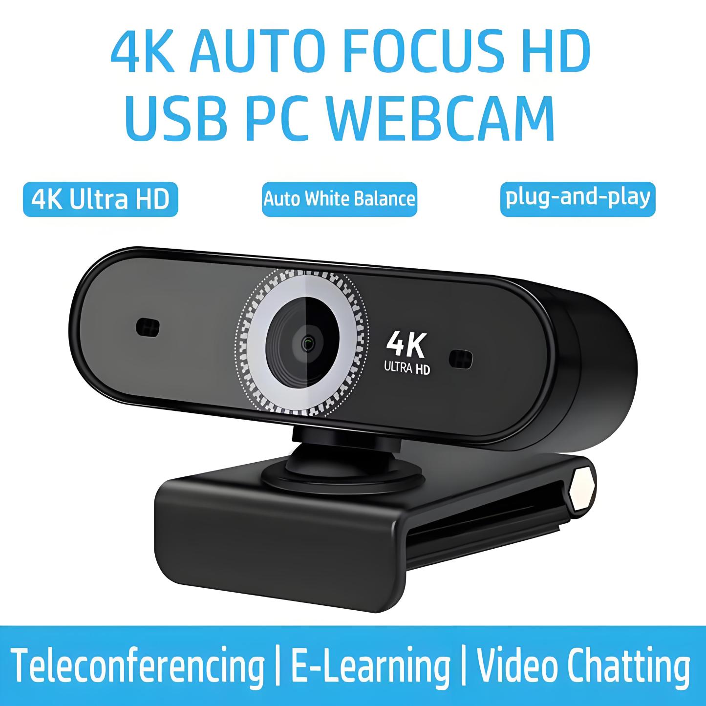 4K Auto Focus Webcam 13MP 10x Zoom USB Video Camera for PC Laptop Online Teaching Broadcast