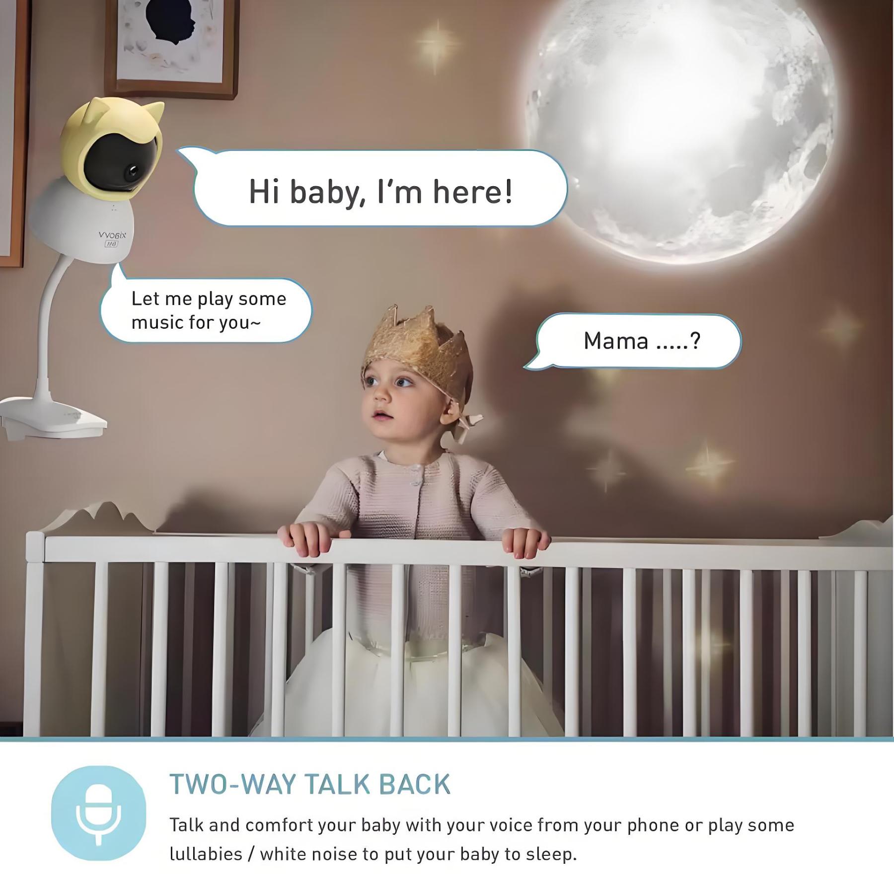 4MP 2K WiFi Indoor Baby Monitor Crying Detection Full-color Night Vision 360 Degree Rotating Baby Camera with Holder Xiaovv APP