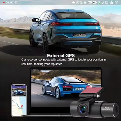  4K Car DVR 3-Channel Dash Cam Front Inside Rear View GPS WIFI Black Box for Cars Video Recorder Camera Car Accessories