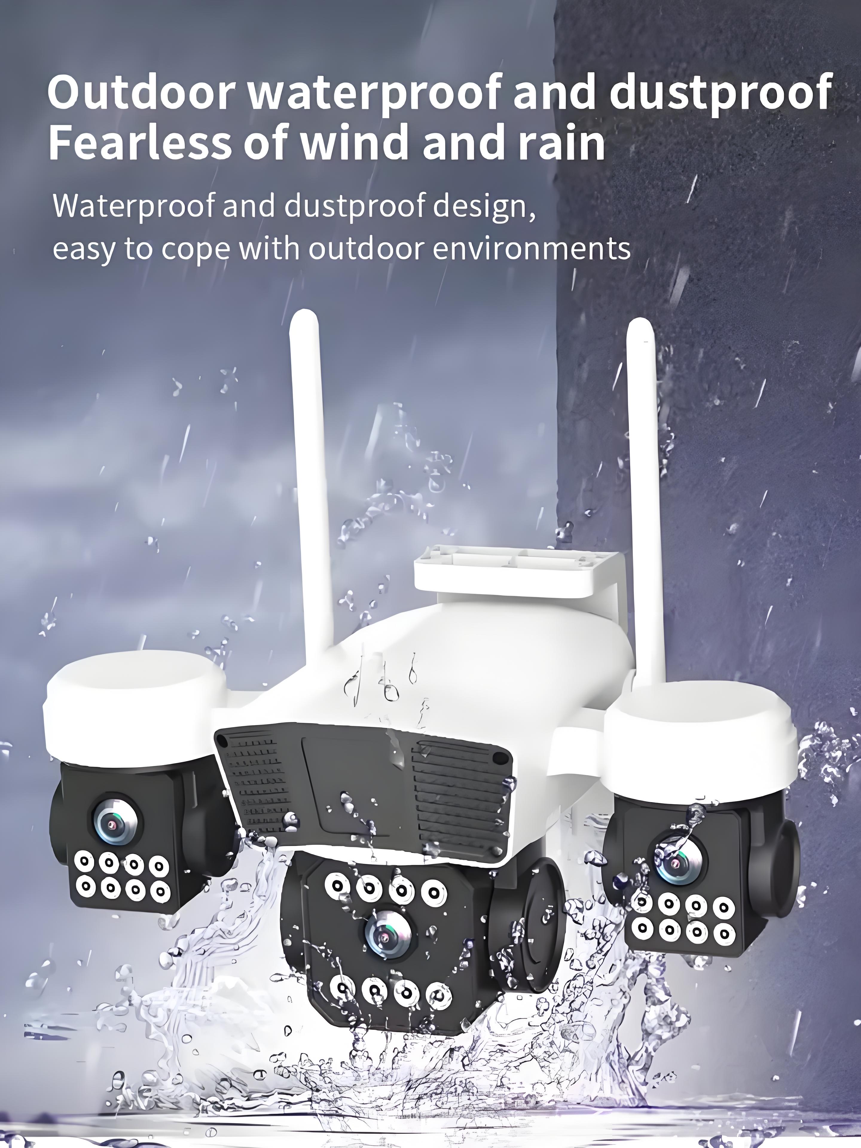 Three Lens PTZ IP Camera Outdoor 6K 12MP HD Three Screen WiFi Security Camera Auto Tracking Triple Screens Wireless CCTV Camera