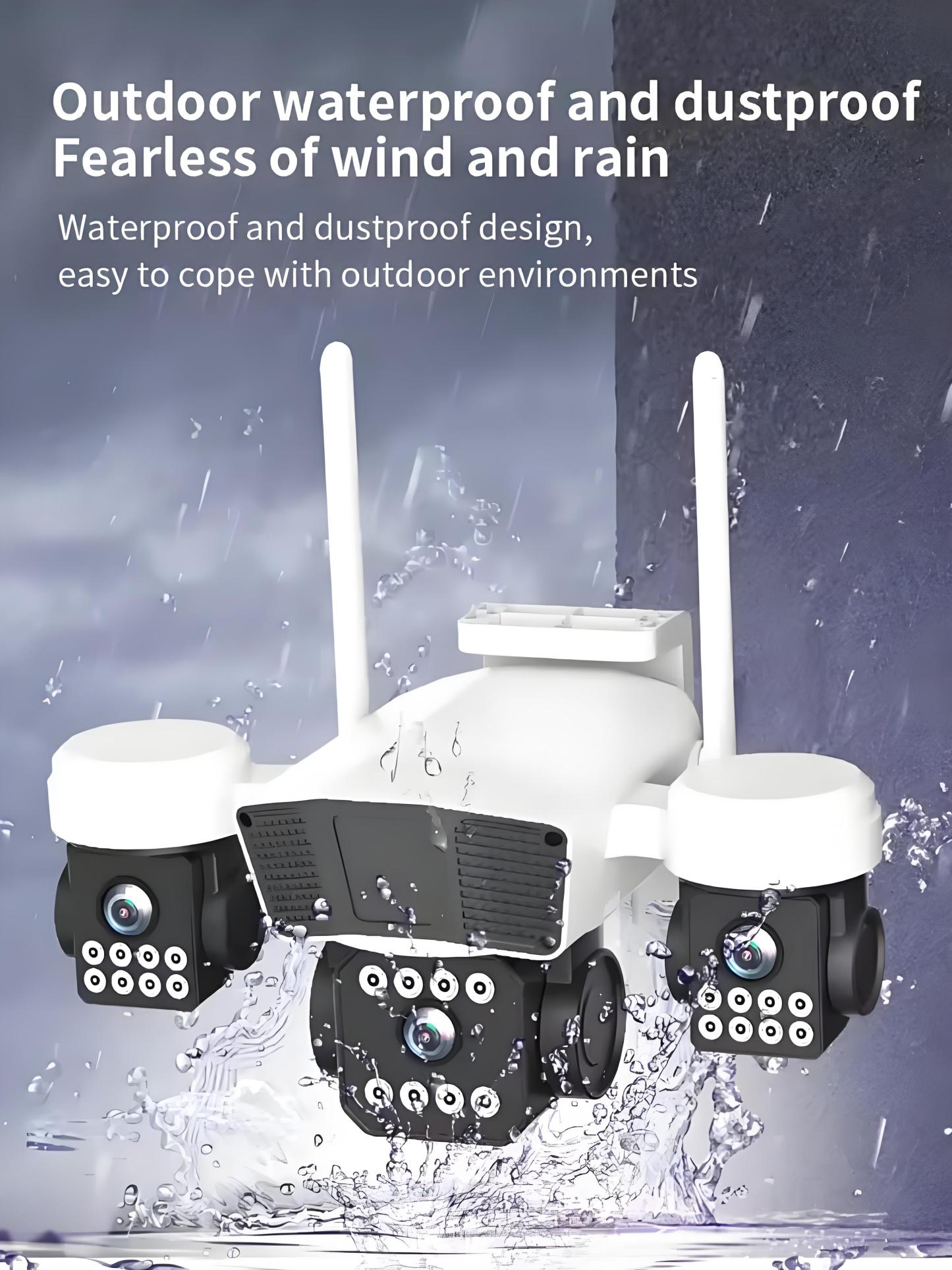 Three Lens PTZ IP Camera Outdoor 6K 12MP HD Three Screen WiFi Security Camera Auto Tracking Triple Screens Wireless CCTV Camera