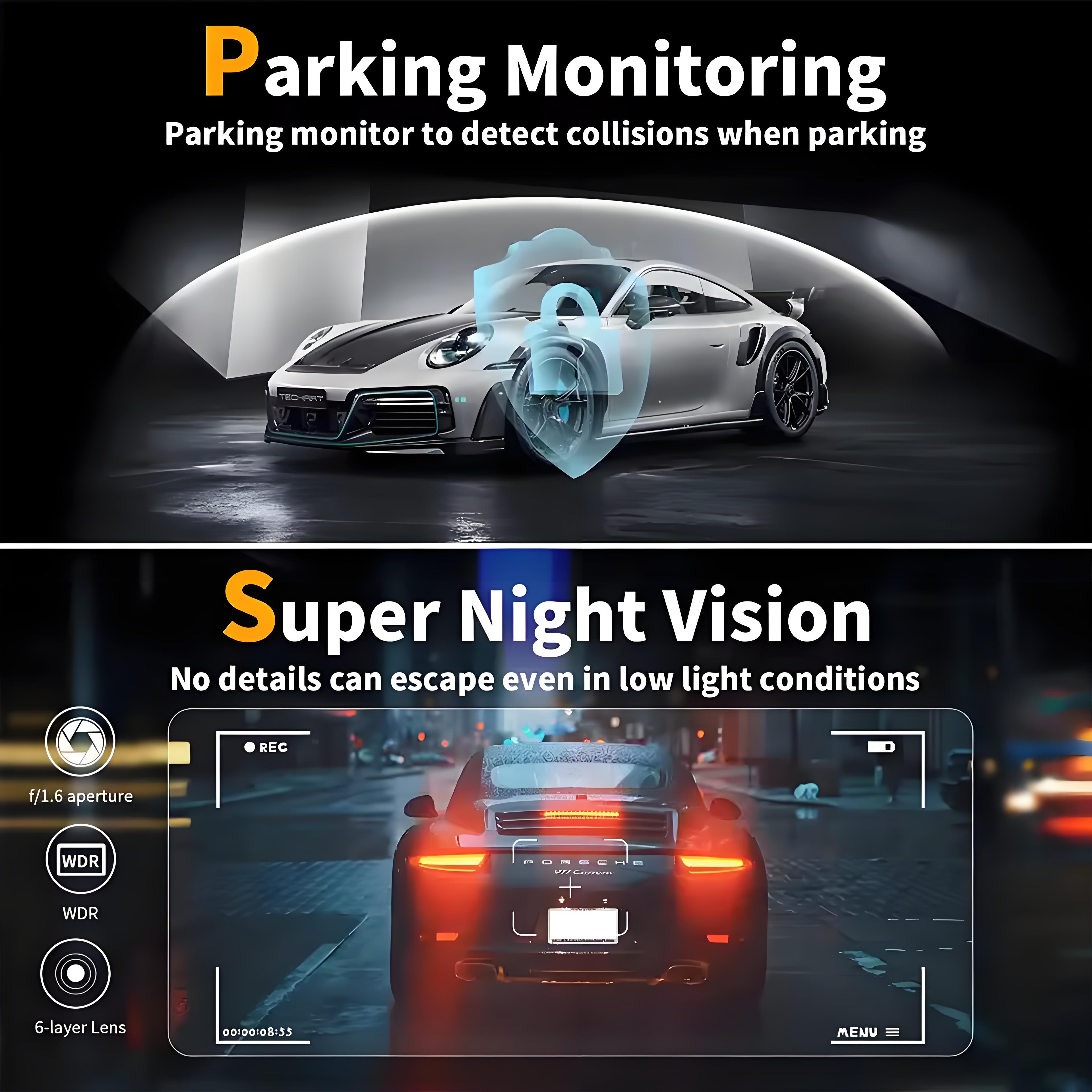 2 Channel Car DVR UHD 4K Dual Channel Dash Cam Front and Rear Camera 1080P DVRs Recorder Video Registrator GPS Dashcam Camcorder