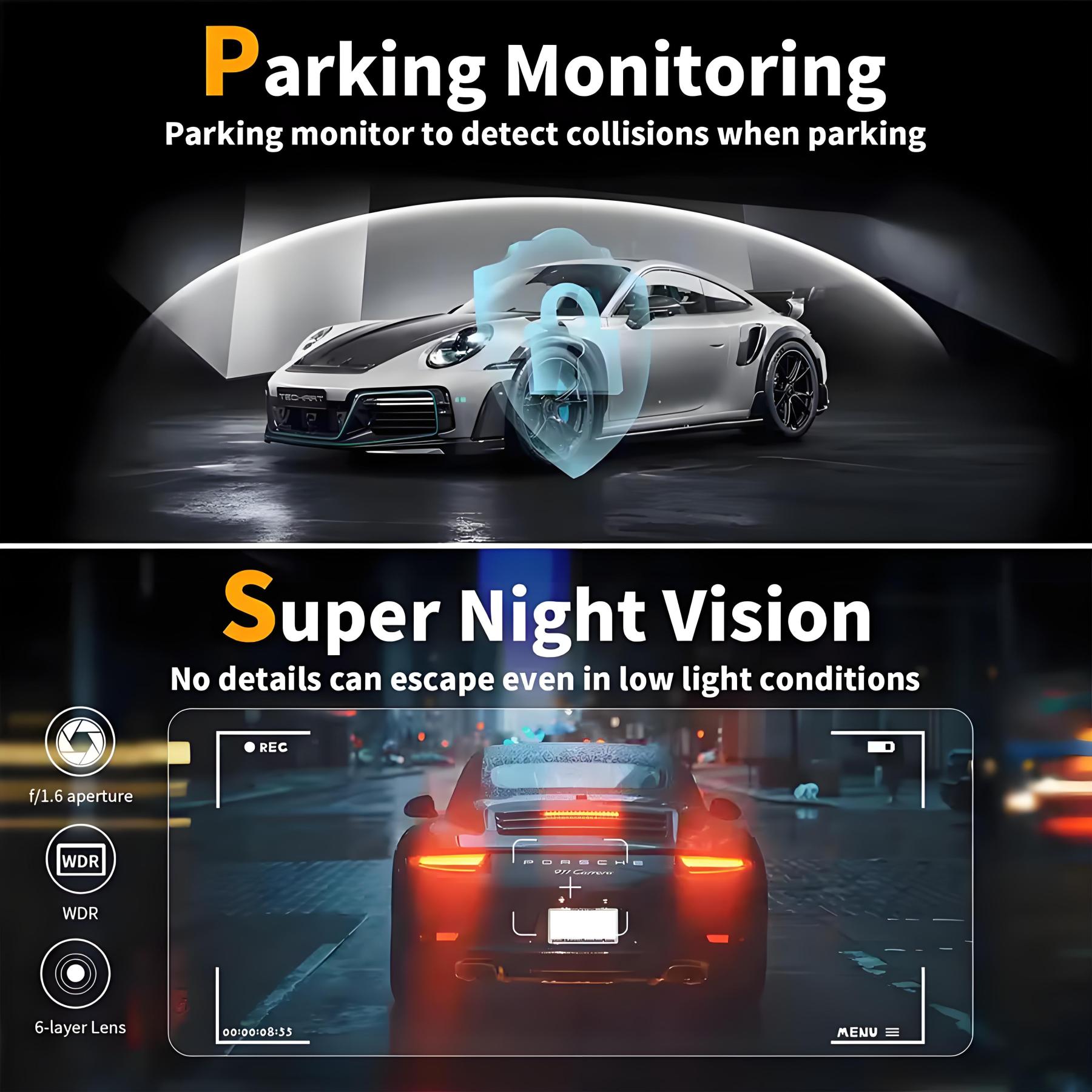 2 Channel Car DVR UHD 4K Dual Channel Dash Cam Front and Rear Camera 1080P DVRs Recorder Video Registrator GPS Dashcam Camcorder