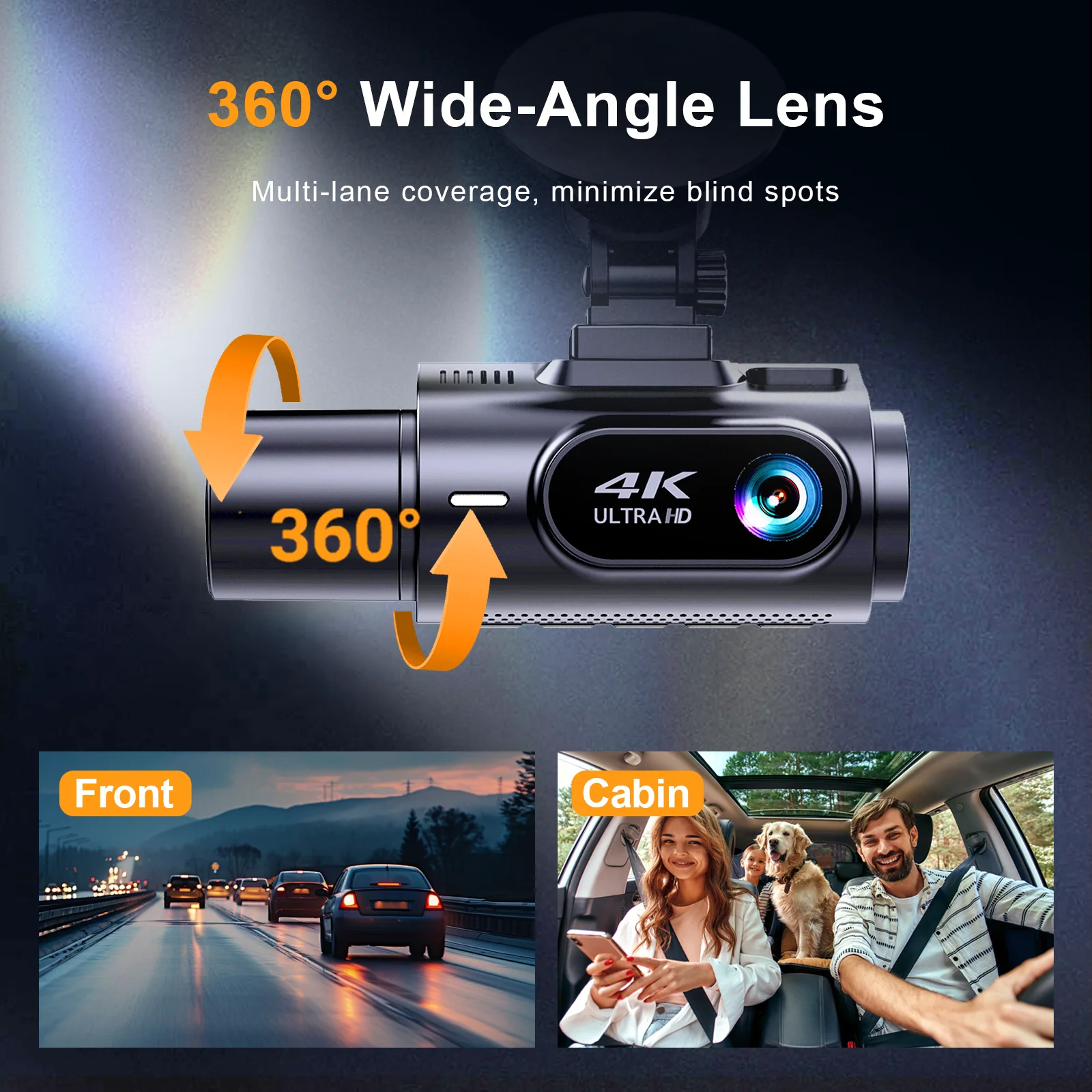 3 Channel 4K Dash Cam 5.8Ghz Wifi Dash Camera 4K+2K Front and Rear Inside Triple Car Camera Built-In GPS IR Night Vision Car DVR