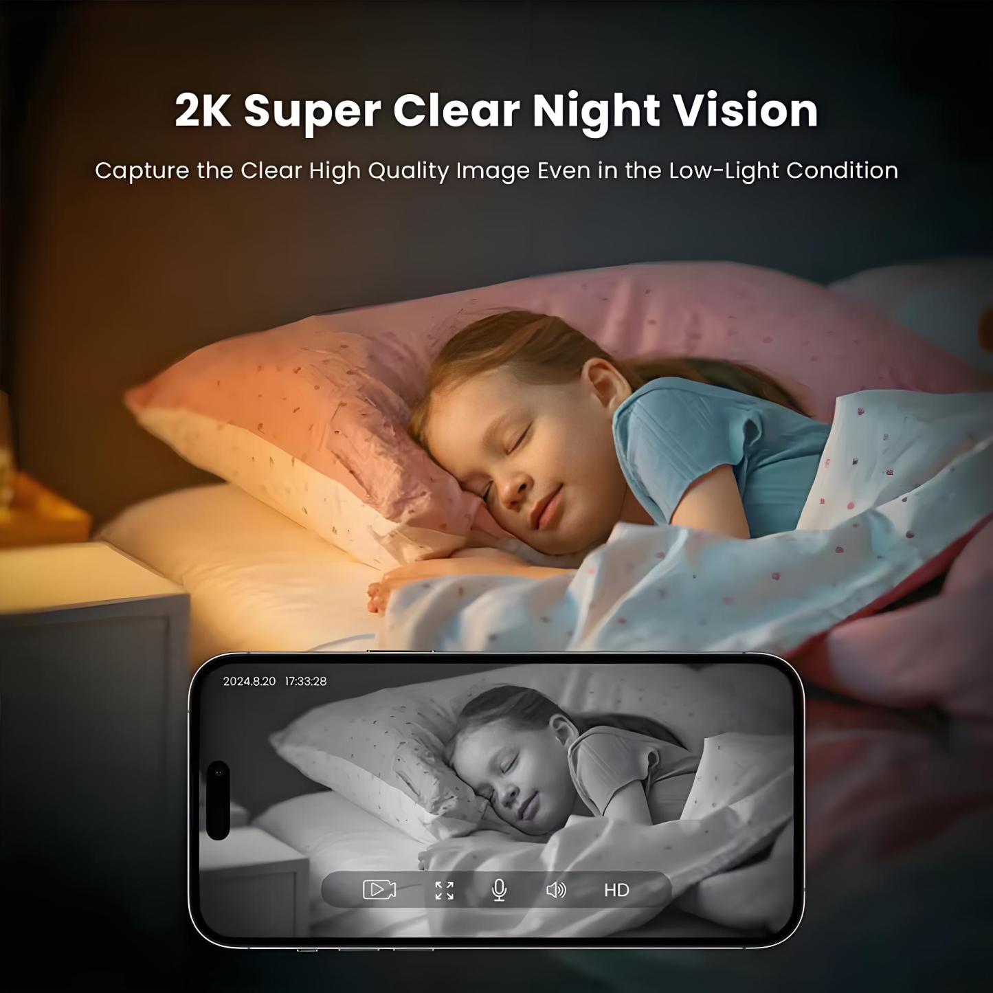 2K 5G/2.4G Wi-Fi Indoor Security Camera HD 360-Degree Pan Baby Pet Monitor IP Camera 2-Way Audio Home Security Surveillance