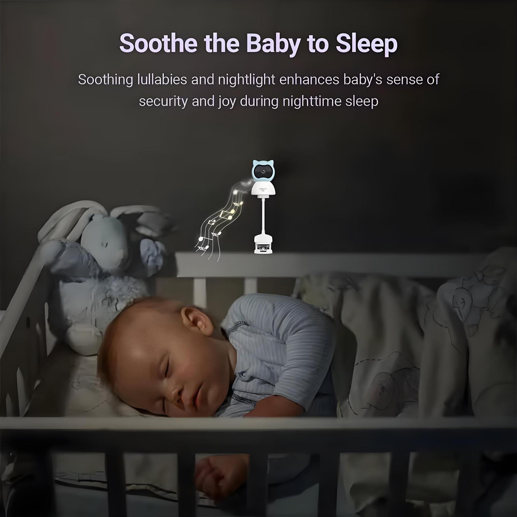 4MP 2K WiFi Indoor Baby Monitor Crying Detection Full-color Night Vision 360 Degree Rotating Baby Camera with Holder Xiaovv APP