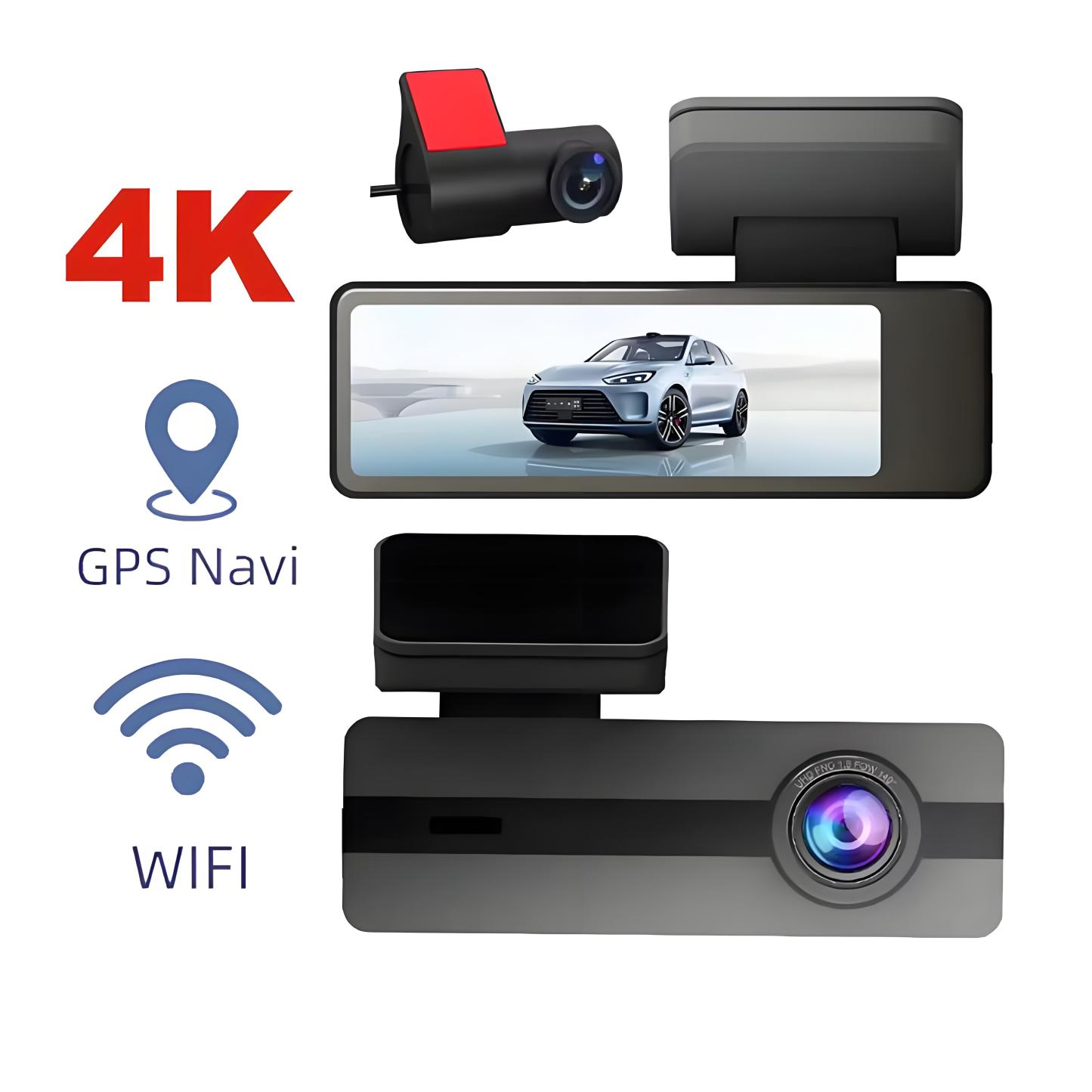 4K Dash Cam GPS WIFI APP 24H Night Vision Mini 2 Lens Dashcam Car Camera DVR Video Recorder Rear View Camera for Car Black Box
