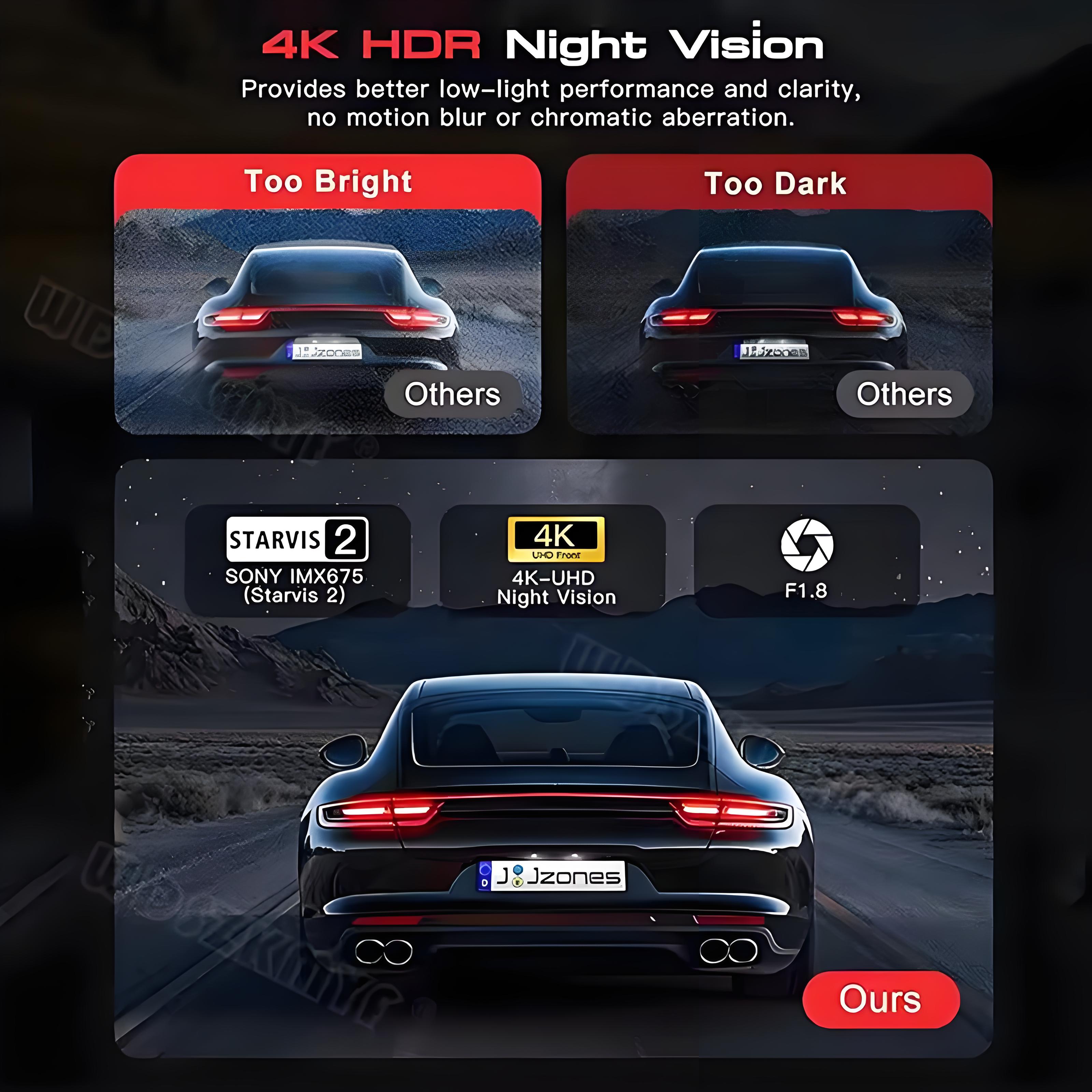  4K Car DVR 3-Channel Dash Cam Front Inside Rear View GPS WIFI Black Box for Cars Video Recorder Camera Car Accessories