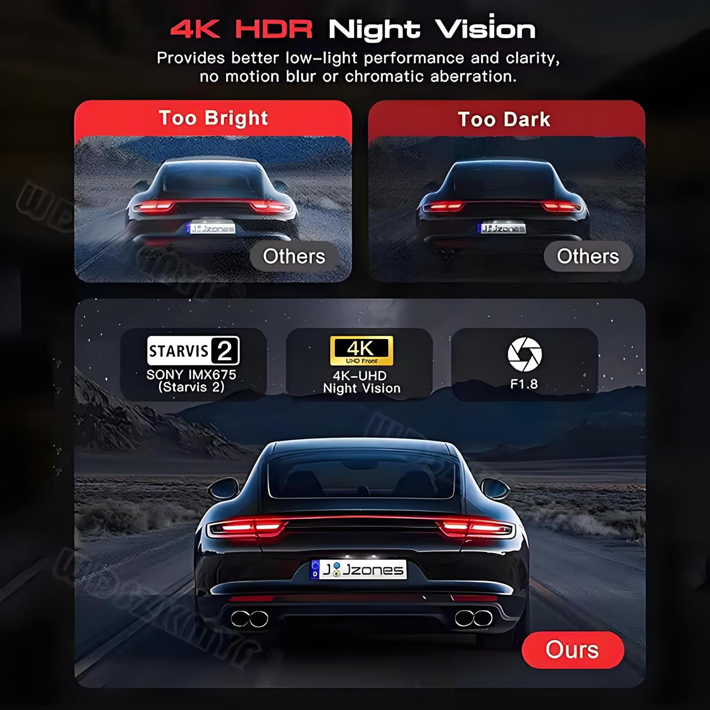  4K Car DVR 3-Channel Dash Cam Front Inside Rear View GPS WIFI Black Box for Cars Video Recorder Camera Car Accessories