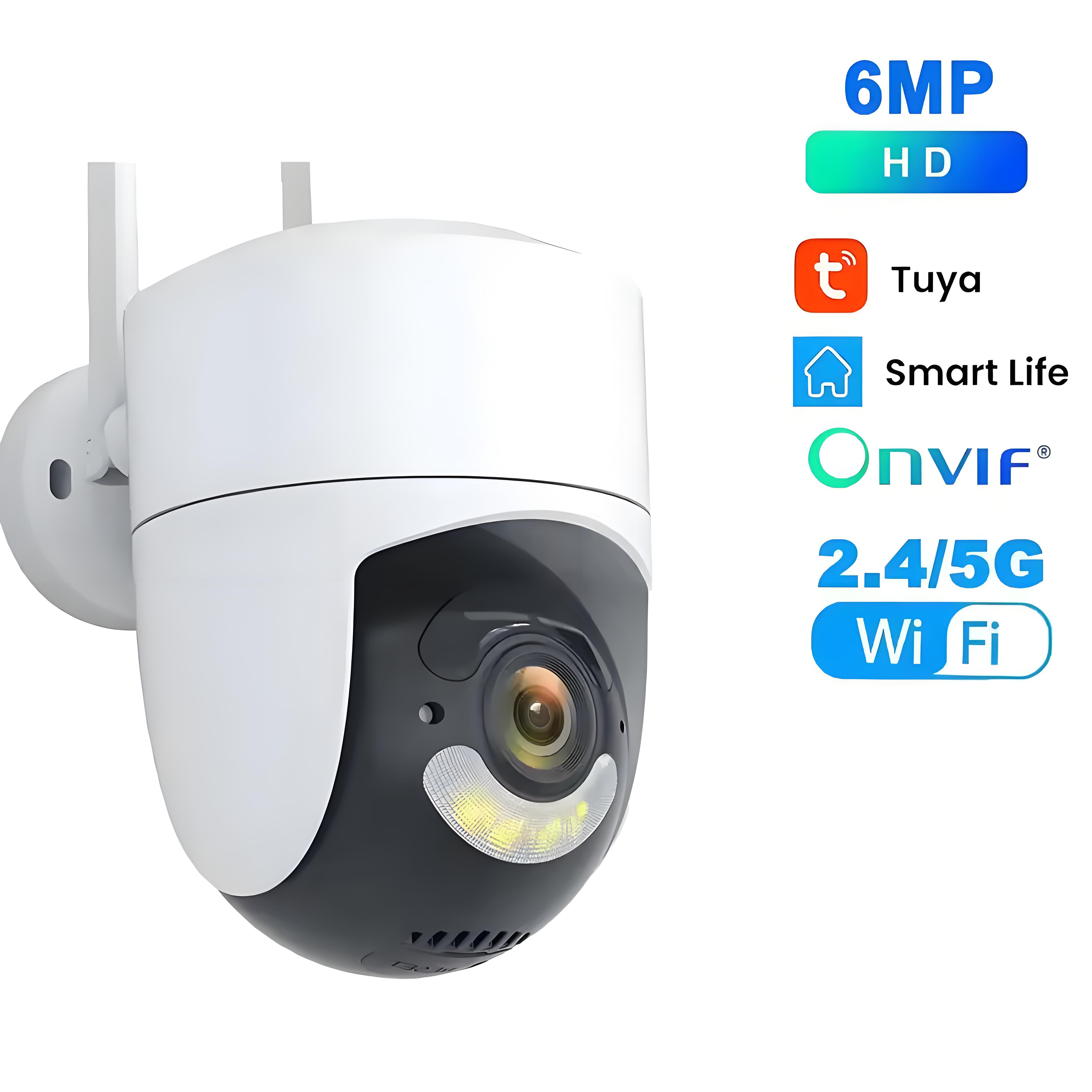 Tuya 5G WIFI Camera 6MP Outdoor PTZ Security Protection Camera CCTV Video Surveillance Motion Detection Color Night Vision Cam