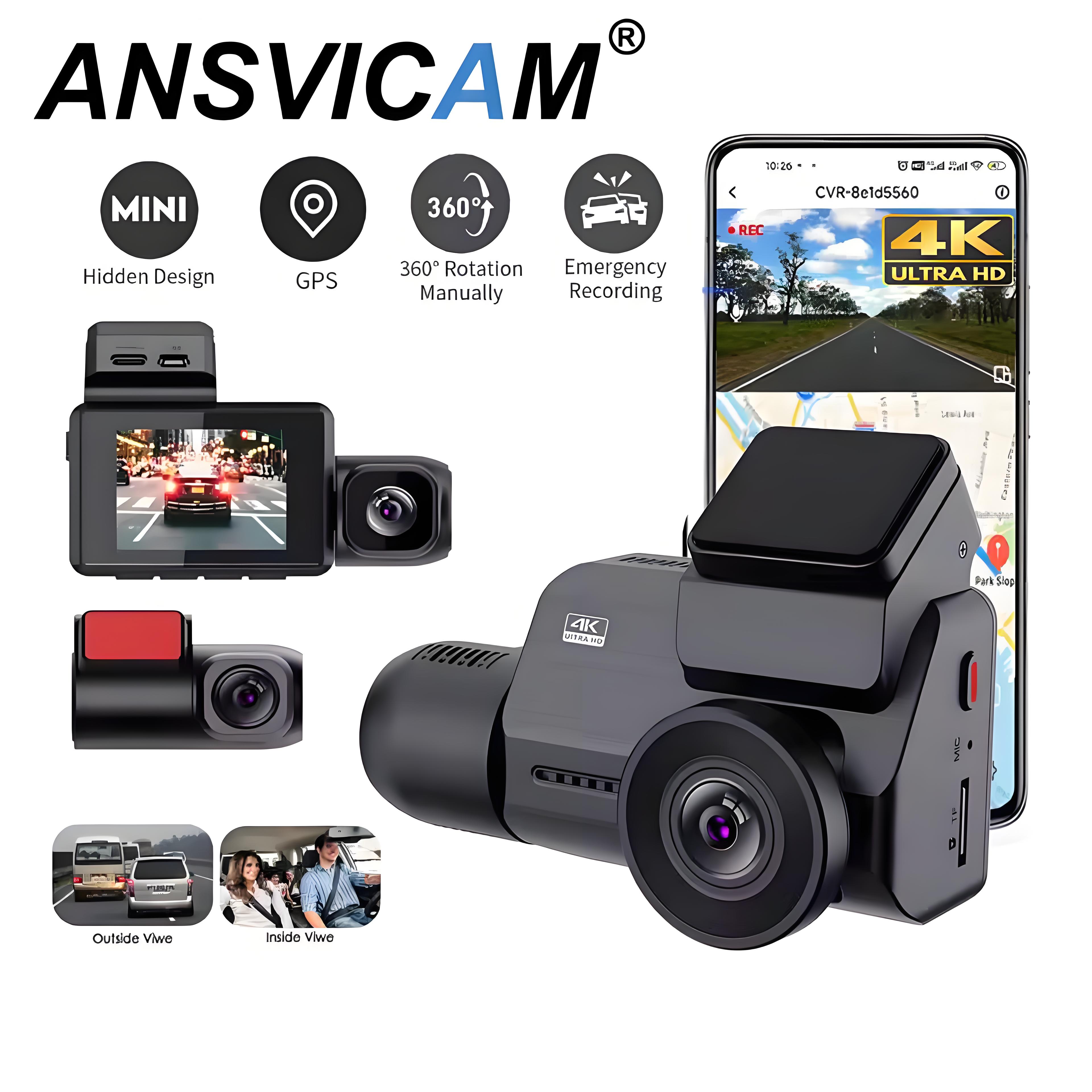 3 Channel Dash Cam 4K Car DVR Video Recorder 2 Inch 3 Lens Triple Lens Dash Camera Wifi GPS Car Camera 24H Parking Monitor