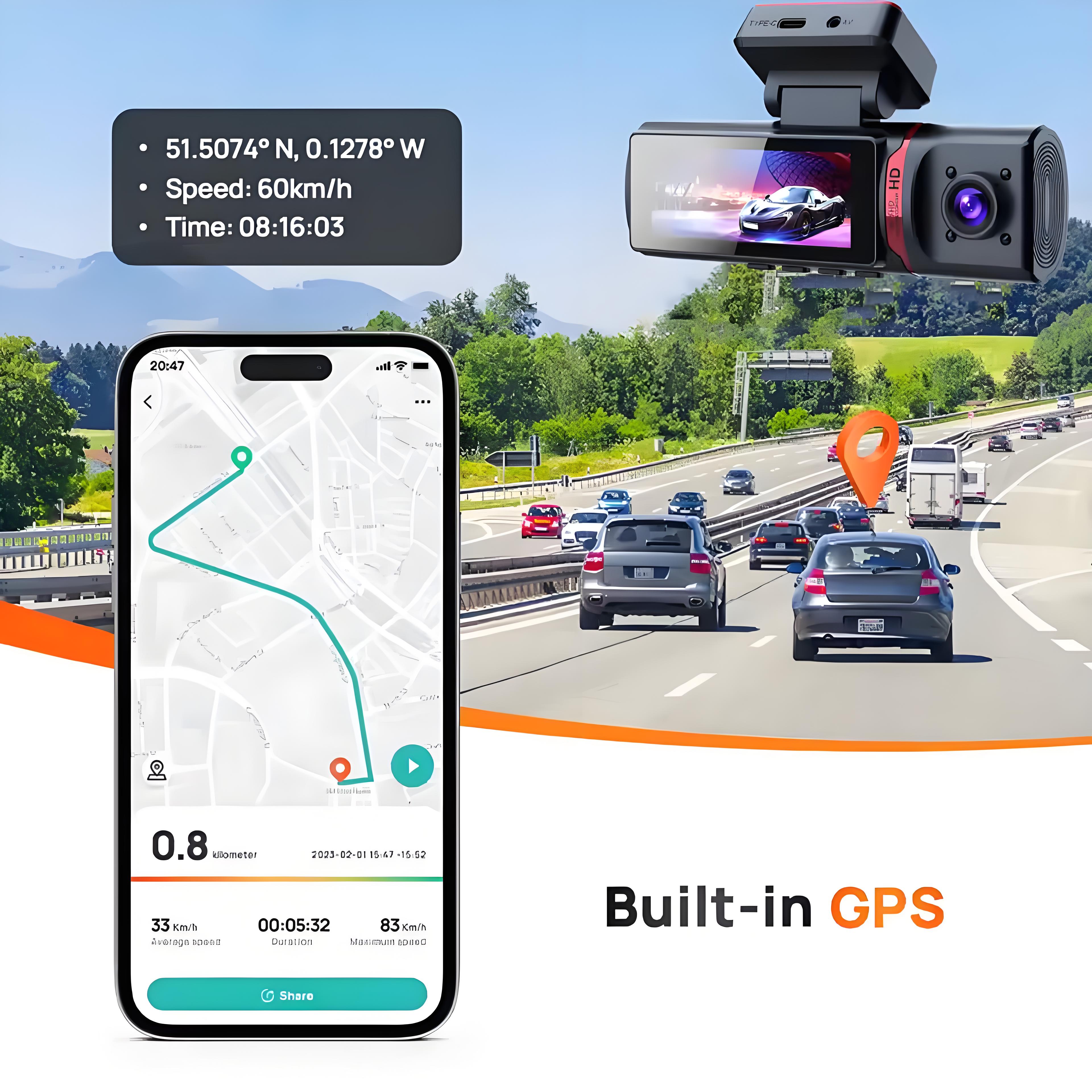 3 Camera Dashcam 4K GPS WIFI Front and Rear 3 Channel Car Dvr Dash Cam 24H Parking Monitor Video Registrator for Car Black Box