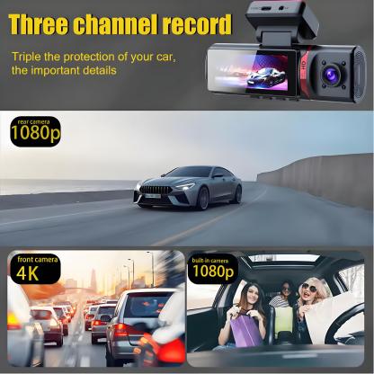 3 Camera Dashcam 4K GPS WIFI Front and Rear 3 Channel Car Dvr Dash Cam 24H Parking Monitor Video Registrator for Car Black Box