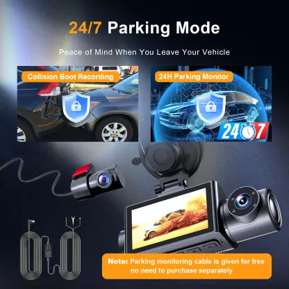 3 Channel 4K Dash Cam 5.8Ghz Wifi Dash Camera 4K+2K Front and Rear Inside Triple Car Camera Built-In GPS IR Night Vision Car DVR