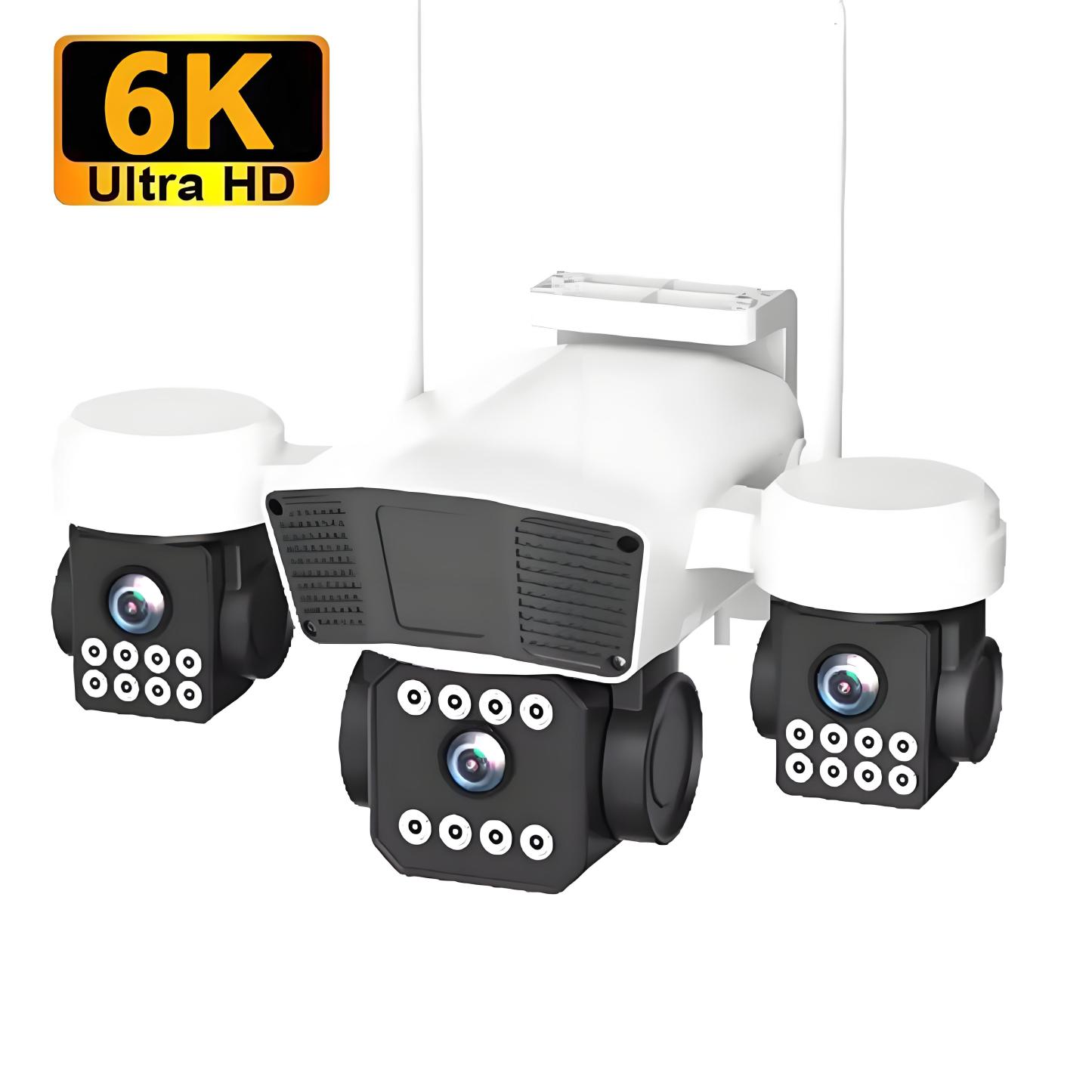 Three Lens PTZ IP Camera Outdoor 6K 12MP HD Three Screen WiFi Security Camera Auto Tracking Triple Screens Wireless CCTV Camera