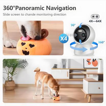 5G Wifi Dual Lens Camera Indoor 2K One-Touch-Call Baby Monitor Two Way Talk Security IP Camera with Alexa AI Motion Detection
