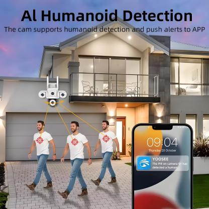 6K 12MP Three Screen WiFi IP Camera Outdoor Three Lens Security Camera AI Auto Tracking Monitoring Yoosee APP CCTV Surveillance