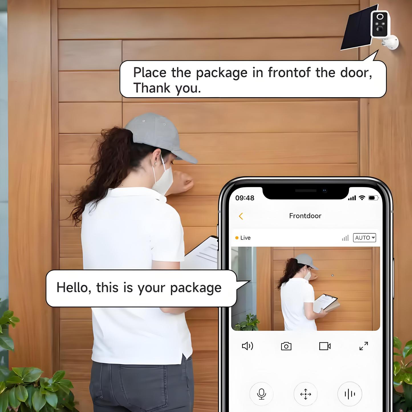 2K WiFi Outdoor Solar Camera Mini Wireless Low Power Battery Security Camera AI Motion Detection 1080P Night Vision Surveillance