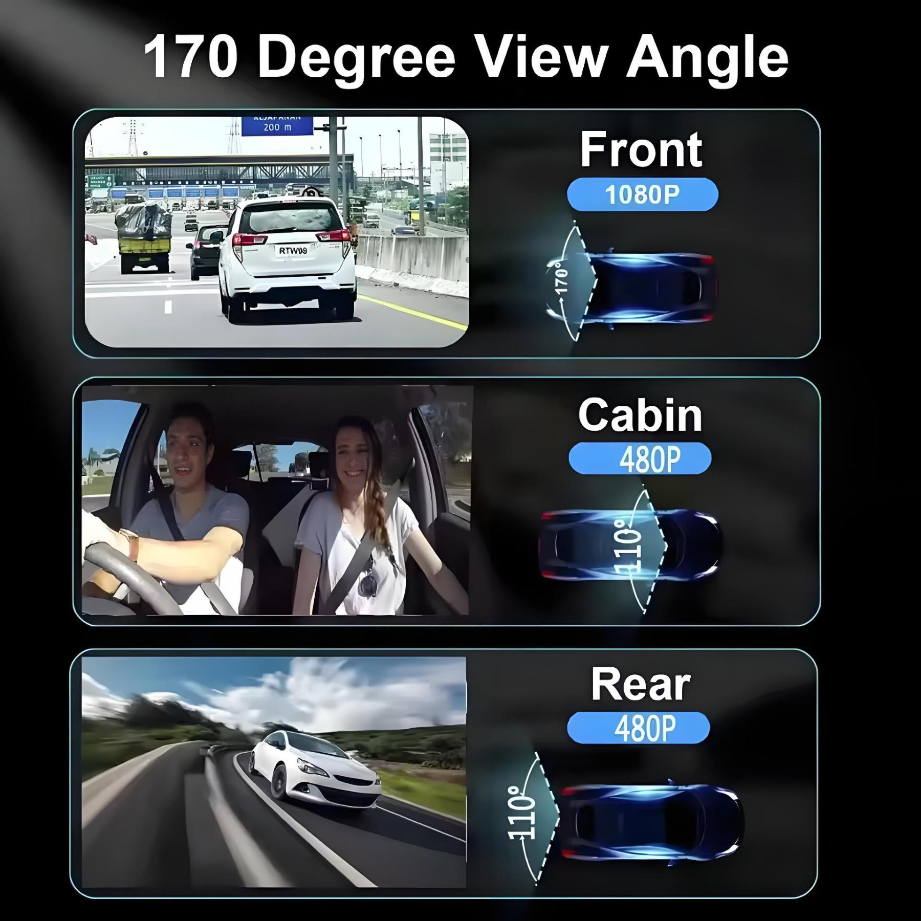 3 Channel Car DVR Camera Dash Cam HD 1080P 3-Lens Front /Rear /Inside Triple Wifi Car Camera Video Recorder Dashcam Camcorder