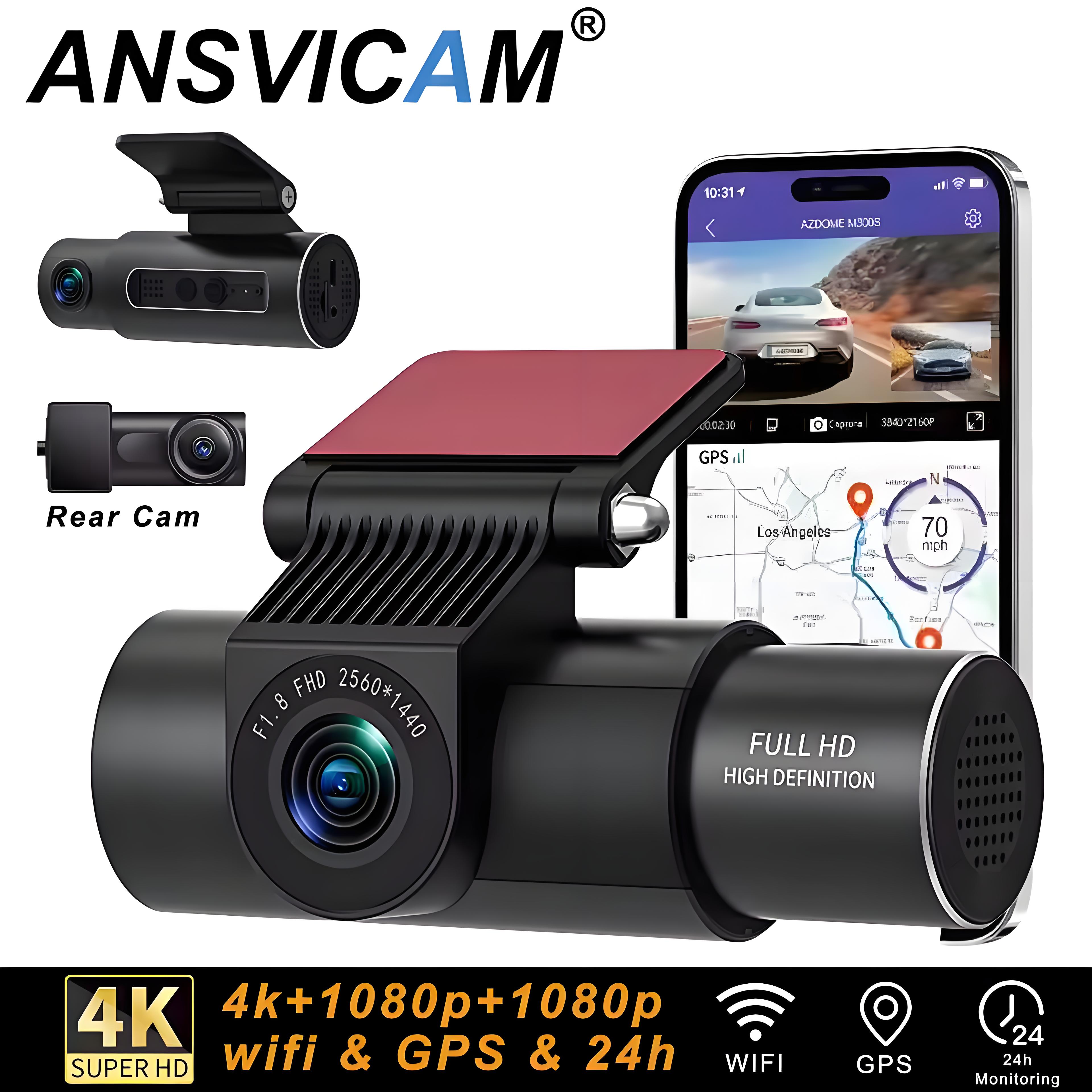  4K Car DVR 3-Channel Dash Cam Front Inside Rear View GPS WIFI Black Box for Cars Video Recorder Camera Car Accessories