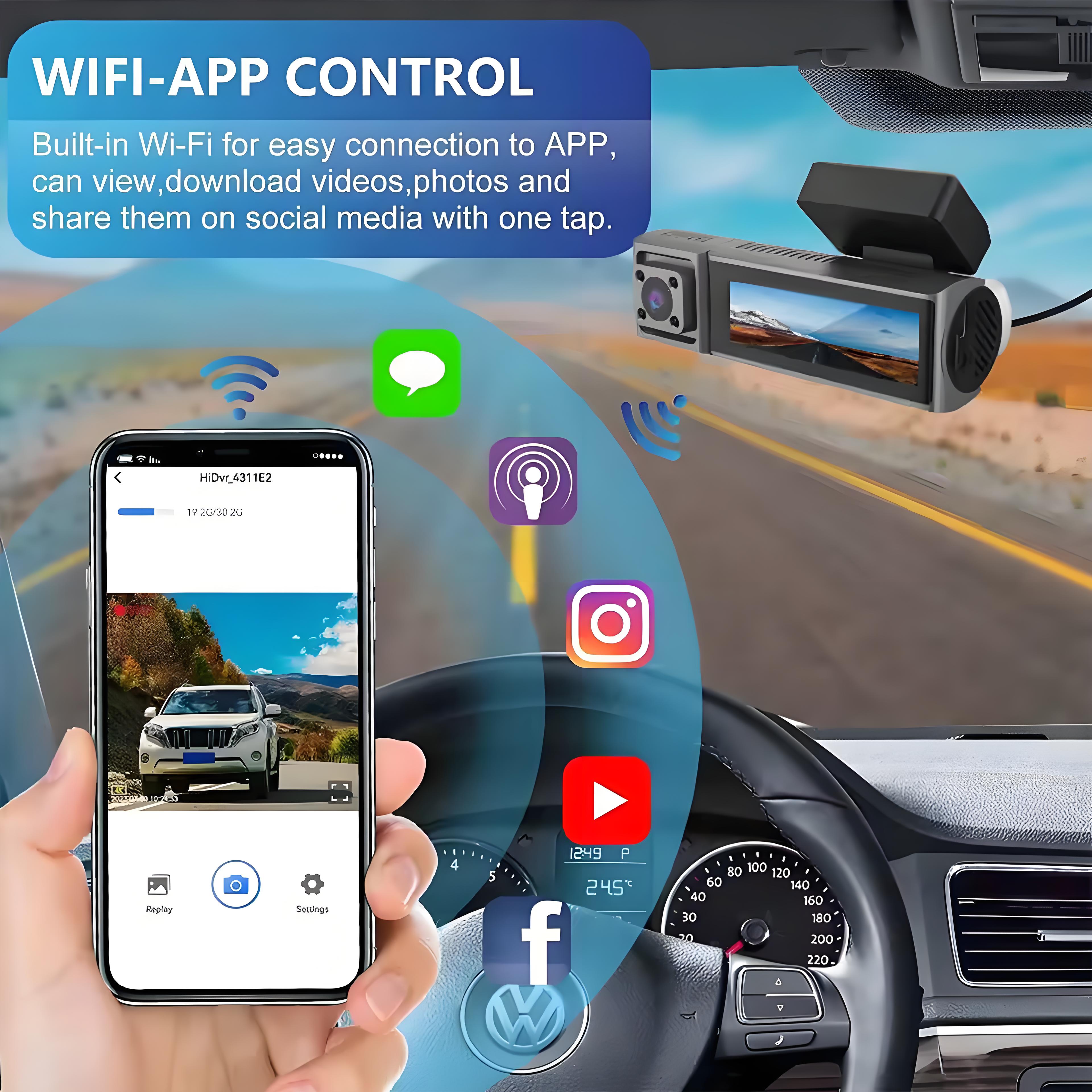 1080P Car DVR 3 Channel Dash Camera Front Inside Rear View WIFI Black Box for Cars Night Vision Video Recorder Car Accessories