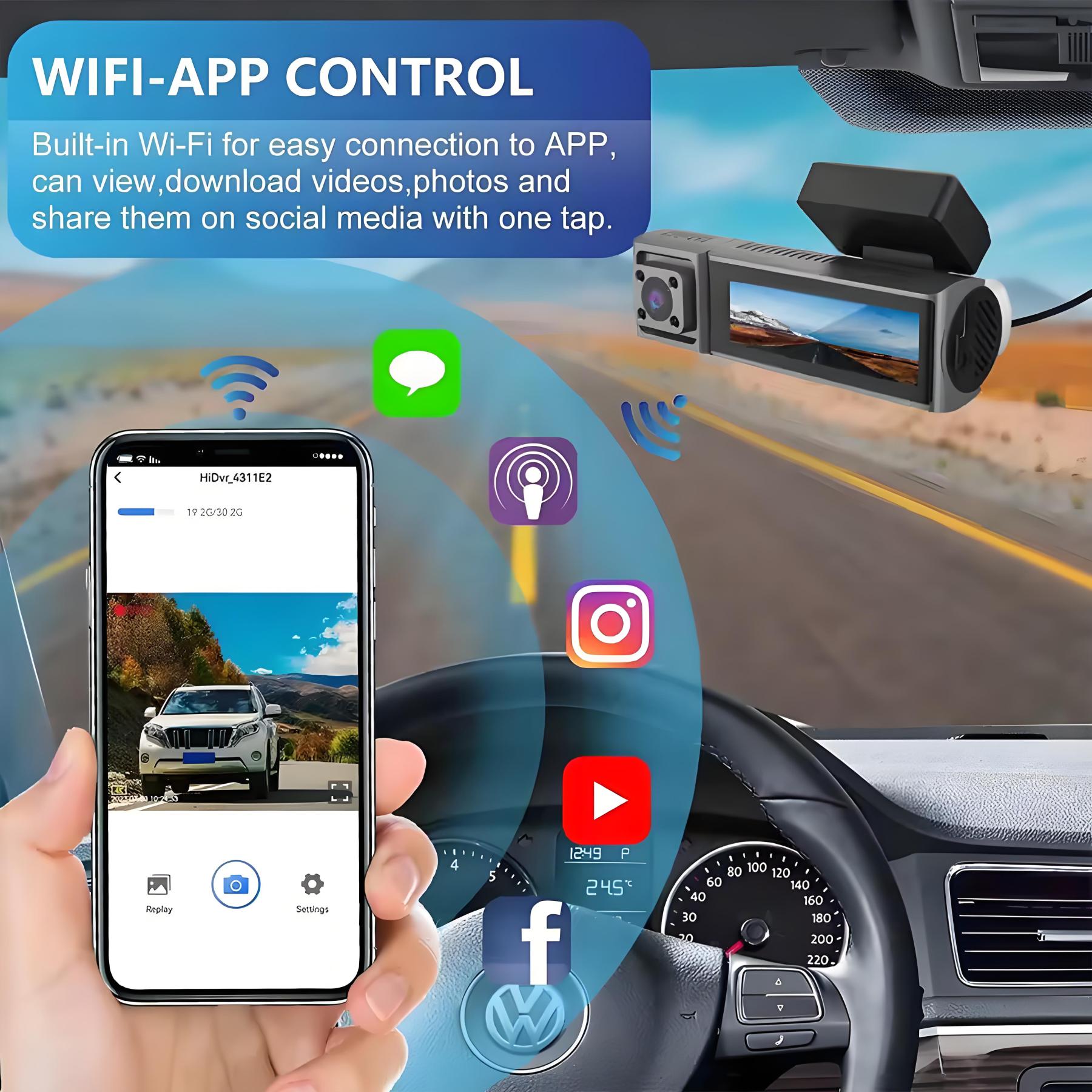 1080P Car DVR 3 Channel Dash Camera Front Inside Rear View WIFI Black Box for Cars Night Vision Video Recorder Car Accessories