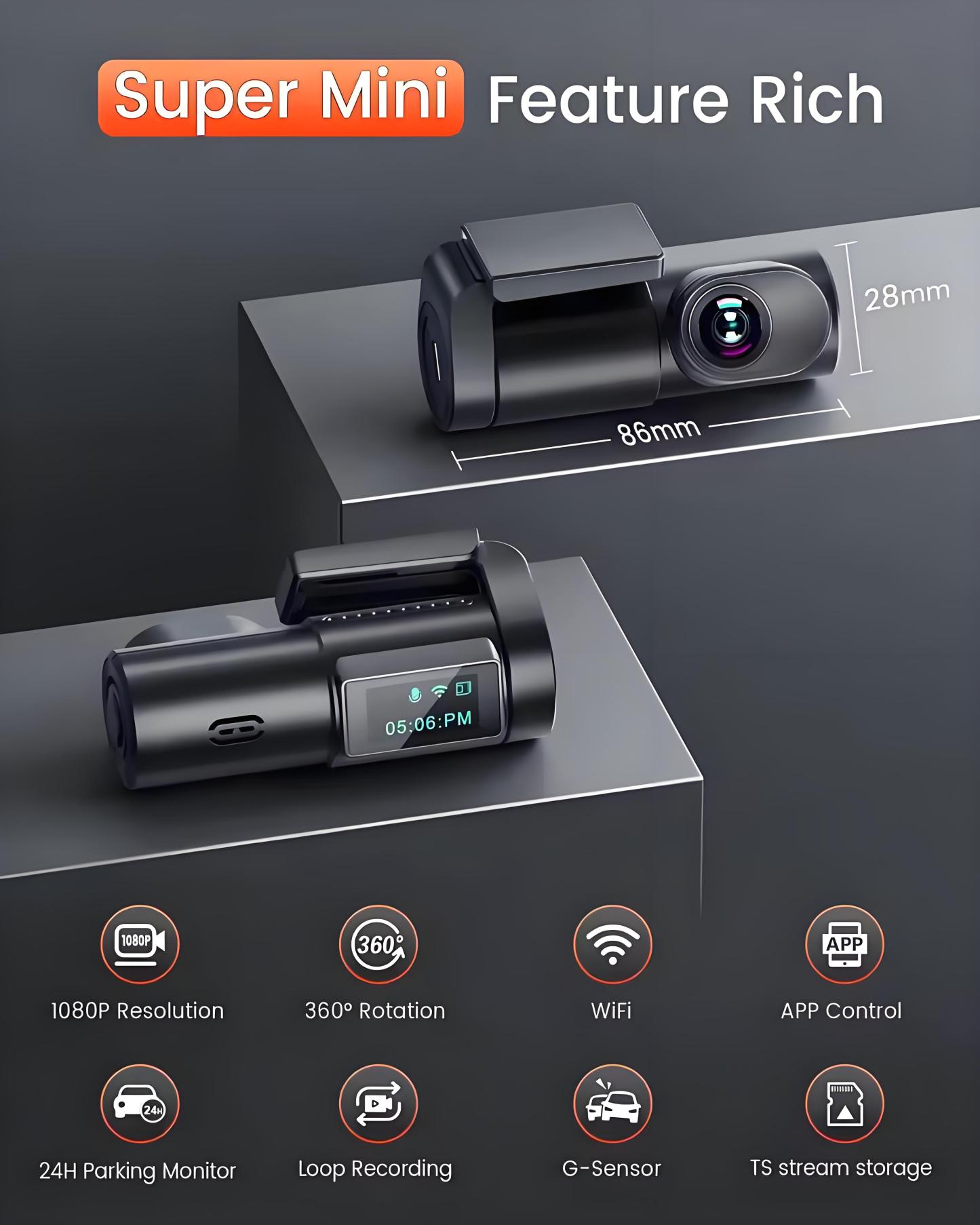 Car DVR Dash Cam FHD 1080P Mini Car Front Dash Camera 24H Parking Night Vision Auto Record Video Recording Dash Cam Camcorder