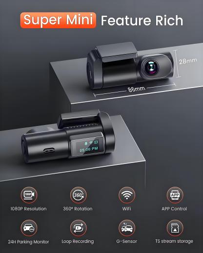 Car DVR Dash Cam FHD 1080P Mini Car Front Dash Camera 24H Parking Night Vision Auto Record Video Recording Dash Cam Camcorder