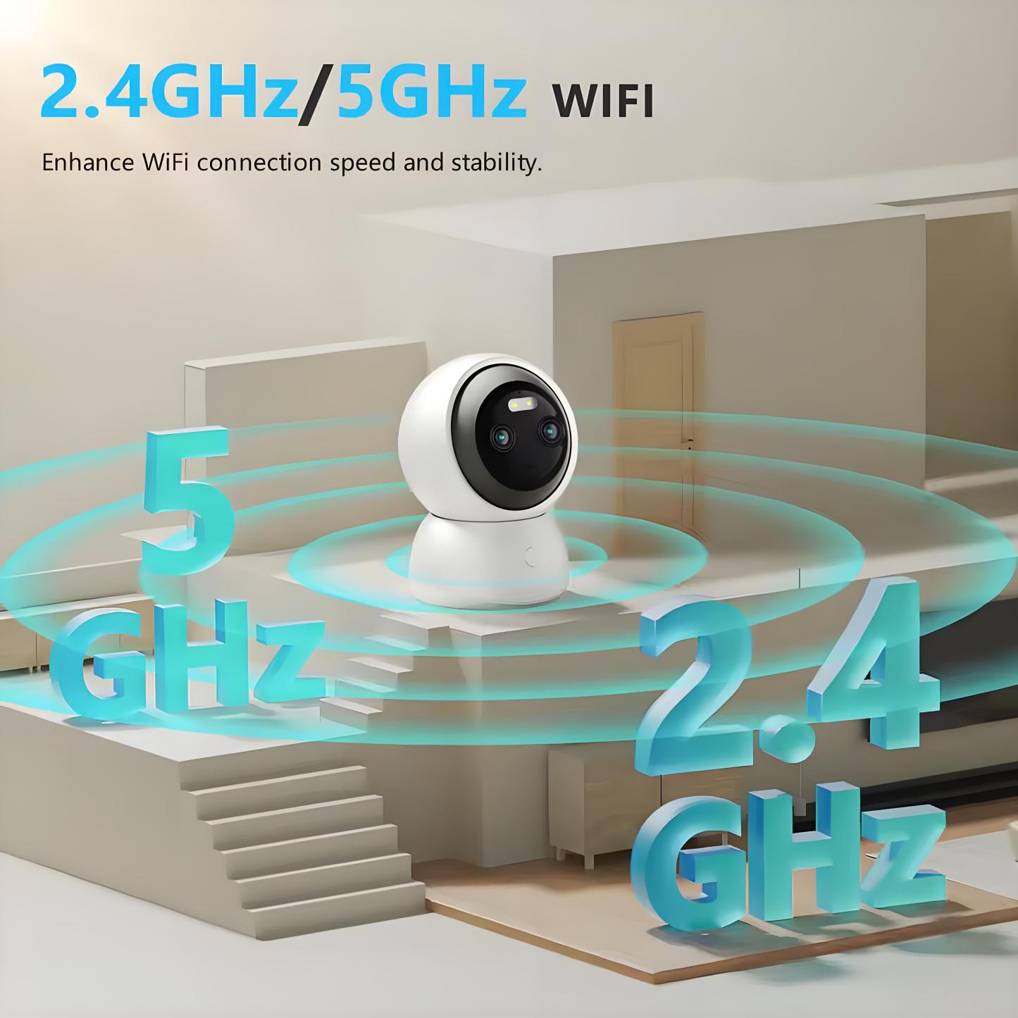 5G Wifi Dual Lens Camera Indoor 2K One-Touch-Call Baby Monitor Two Way Talk Security IP Camera with Alexa AI Motion Detection
