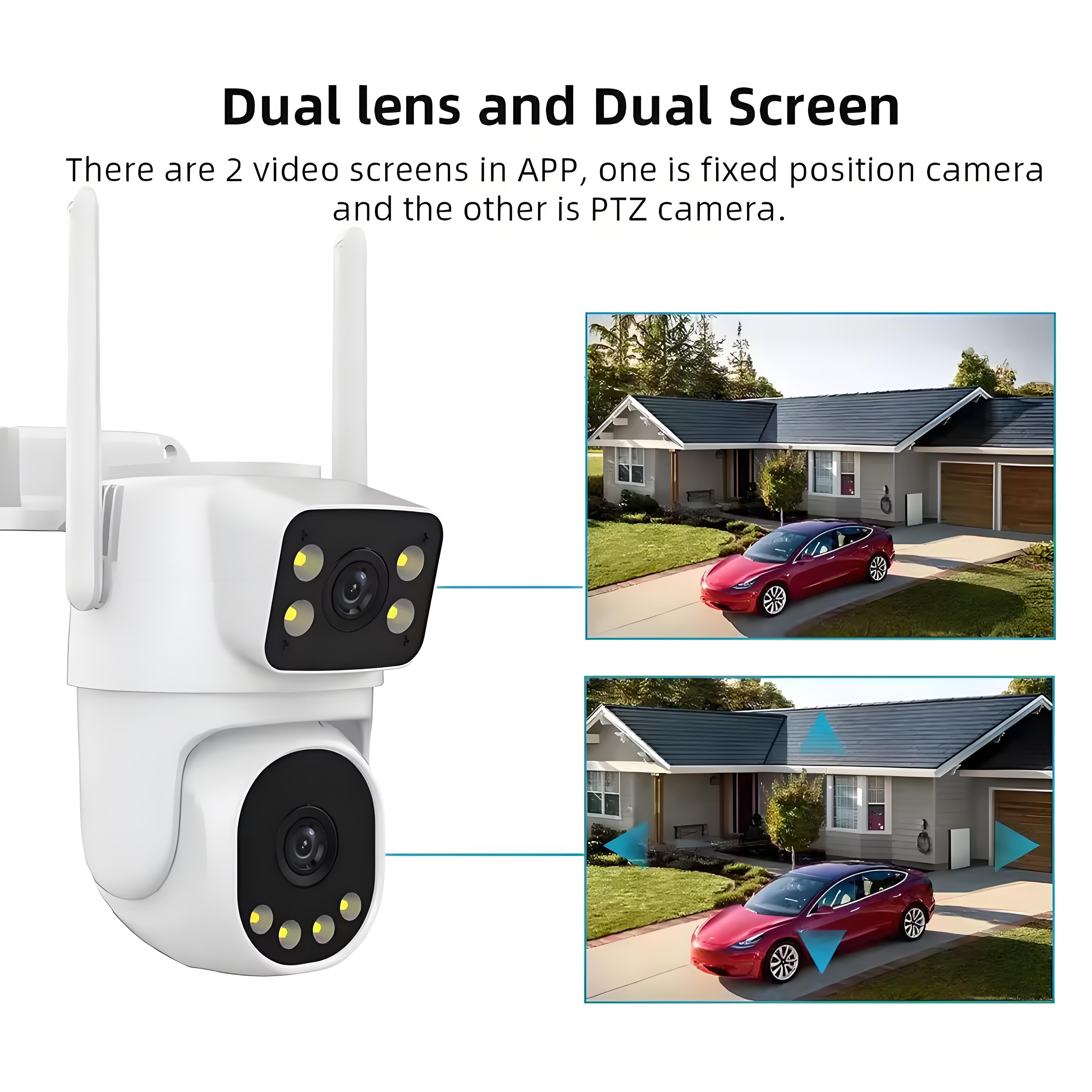 4K Tuya PTZ Dual Lens Camera 5G Wifi Outdoor 8x Zoom Security Camera 8MP Dual Screen Video Full Color Night Vision Surveillance