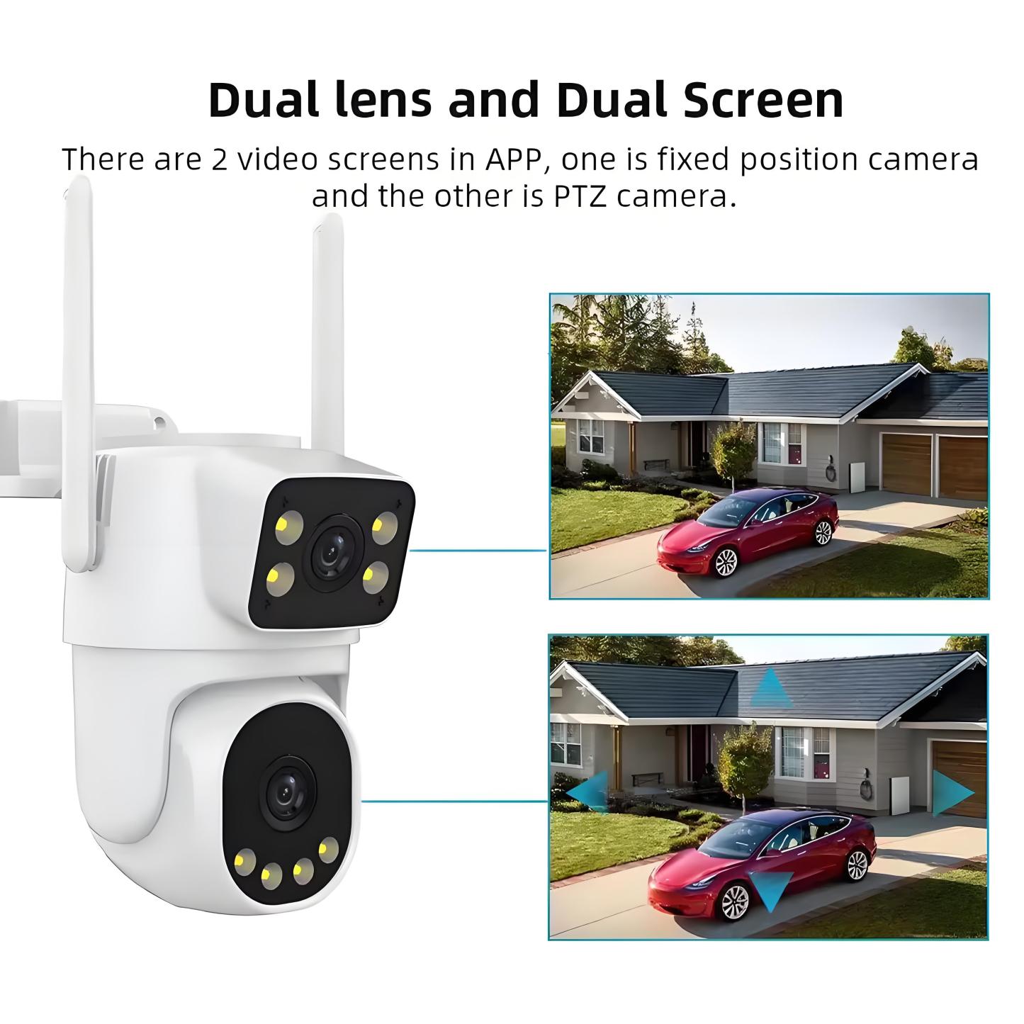 4K Tuya PTZ Dual Lens Camera 5G Wifi Outdoor 8x Zoom Security Camera 8MP Dual Screen Video Full Color Night Vision Surveillance