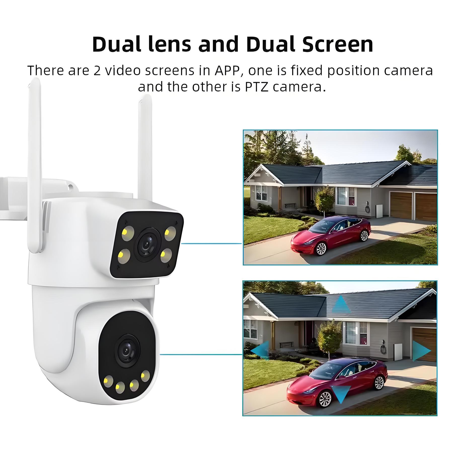 4K Tuya PTZ Dual Lens Camera 5G Wifi Outdoor 8x Zoom Security Camera 8MP Dual Screen Video Full Color Night Vision Surveillance