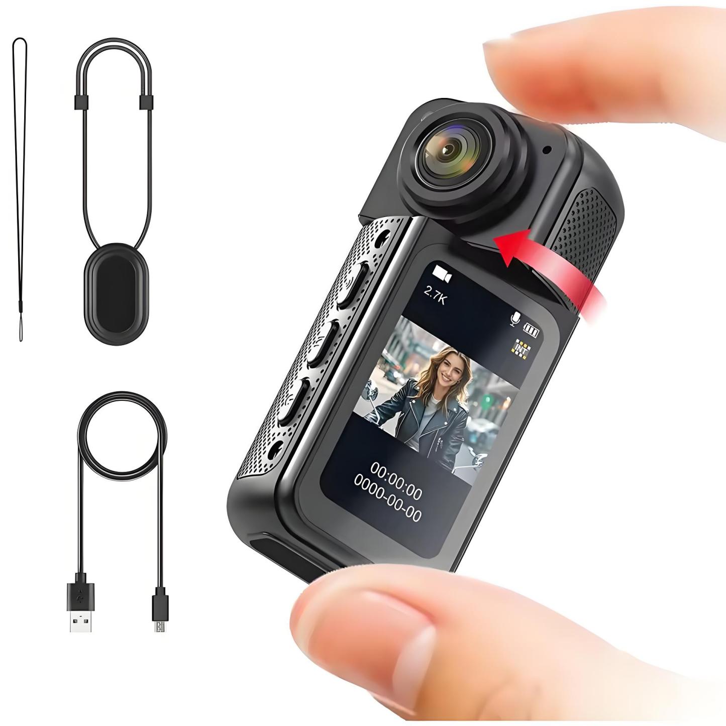 Thumb Camera 2.7K Mini Wifi Action Camera 180° Rotate Sport Cam DV Cycling Recorder Magnetic Attraction Outdoor Small Camcorder