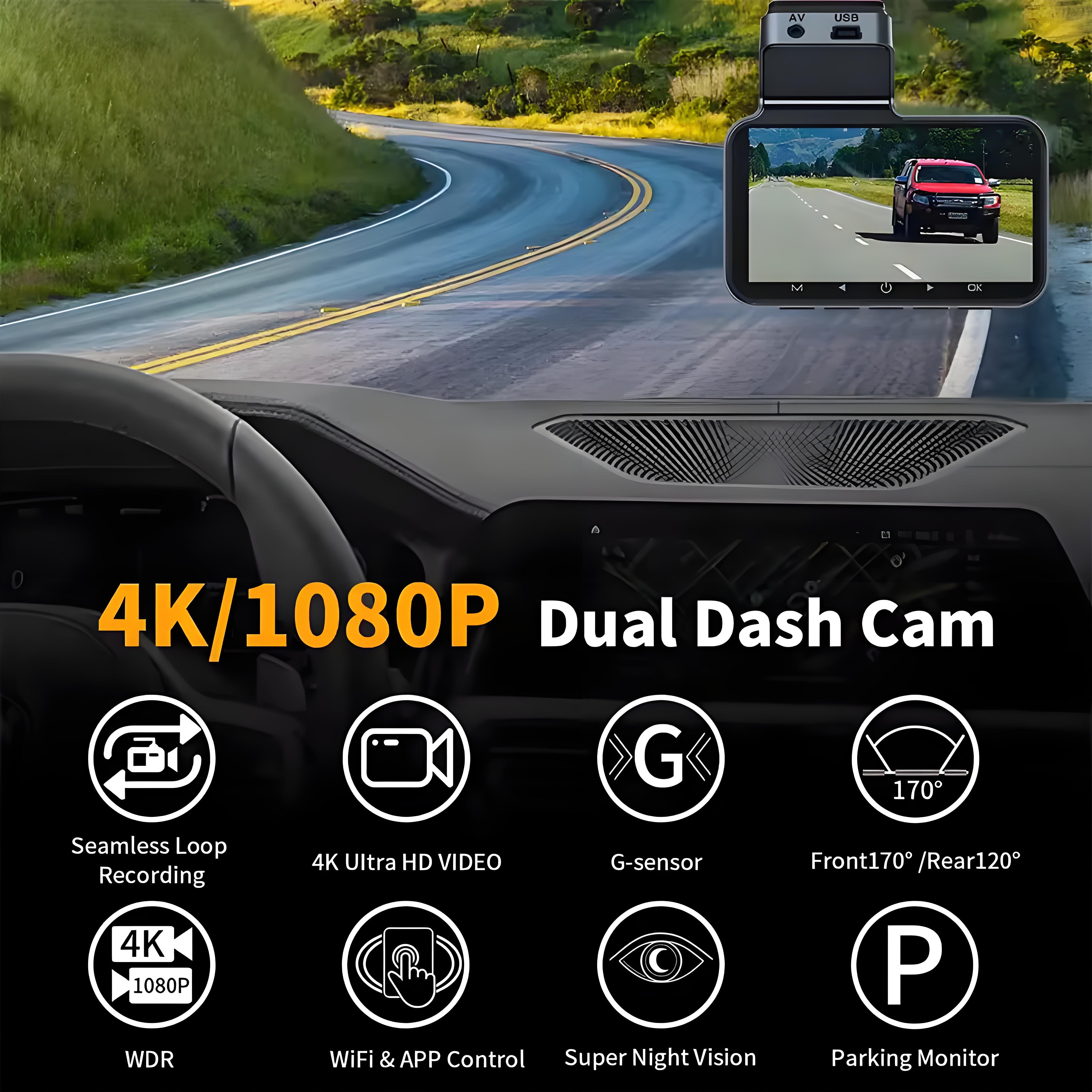 2 Channel Car DVR UHD 4K Dual Channel Dash Cam Front and Rear Camera 1080P DVRs Recorder Video Registrator GPS Dashcam Camcorder