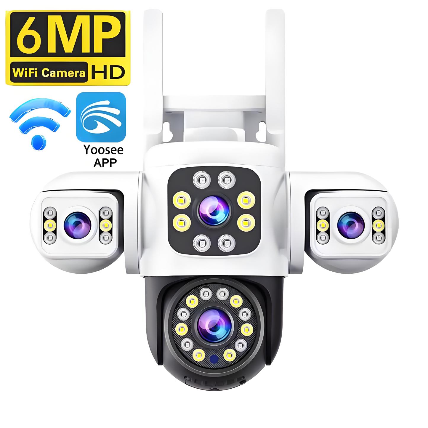 6K 12MP Three Screen WiFi IP Camera Outdoor Three Lens Security Camera AI Auto Tracking Monitoring Yoosee APP CCTV Surveillance